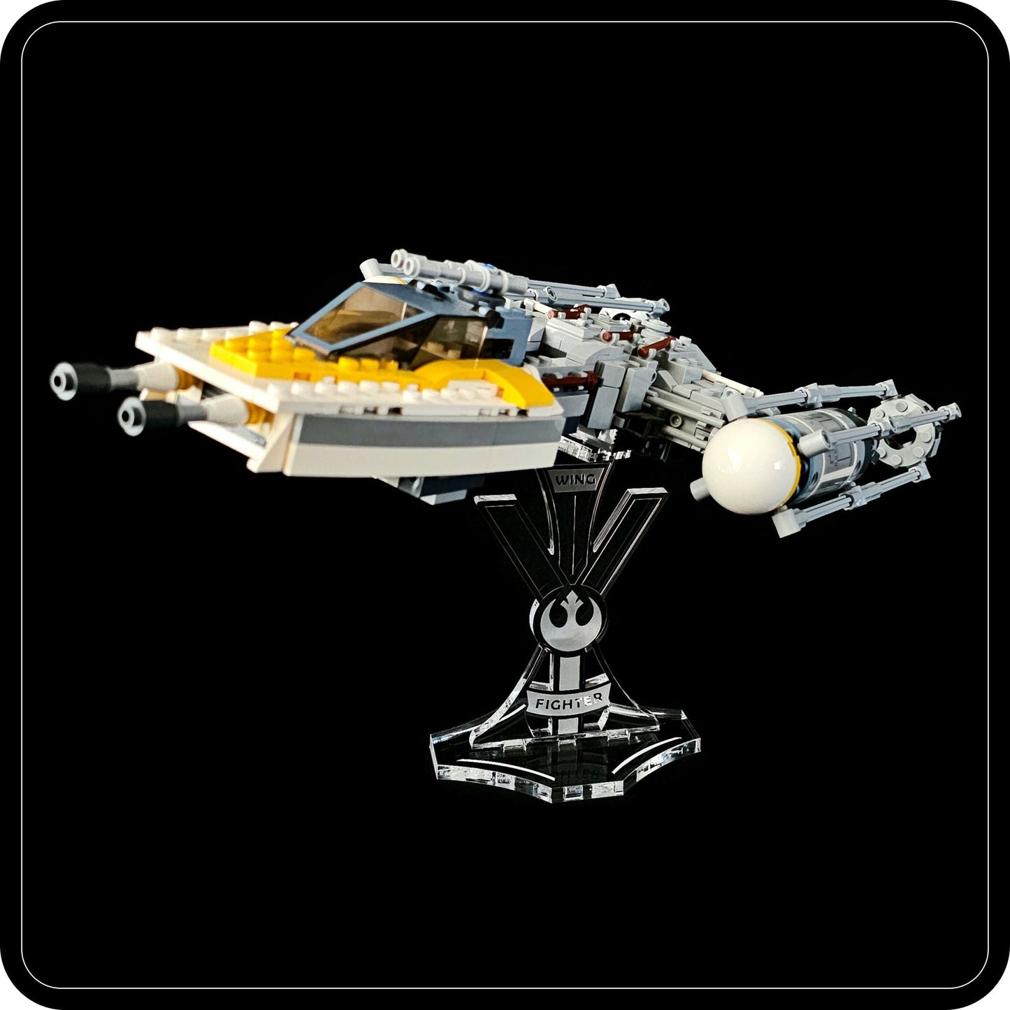 Display stand angled for Lego 75249 -75172 -7658 -9495 Y-Wing Starfighter (A1007)-1