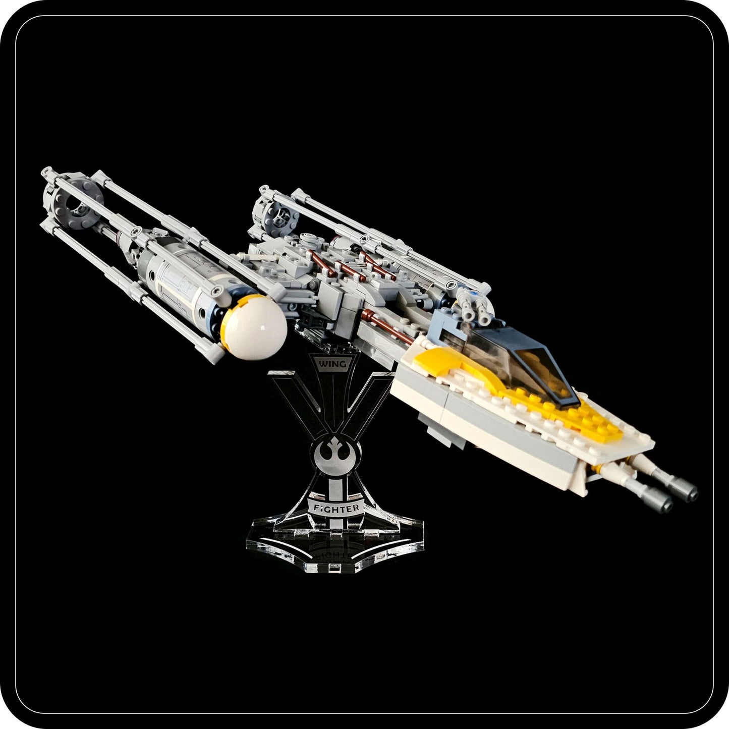 Display stand angled for Lego 75249 -75172 -7658 -9495 Y-Wing Starfighter (A1007)-2