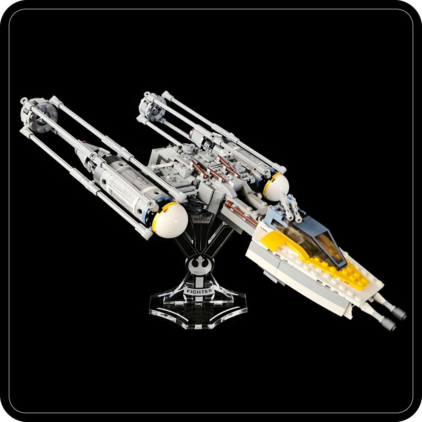 Display stand angled for Lego 75249 -75172 -7658 -9495 Y-Wing Starfighter (A1007)-7