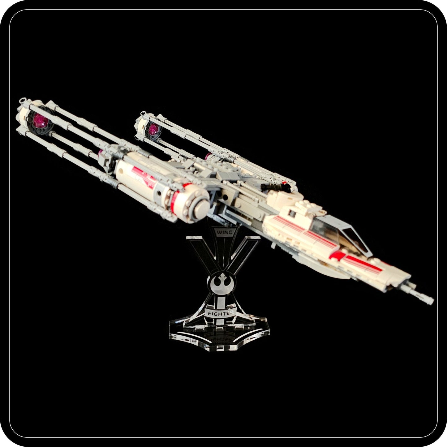 Display stand angled for Lego 75249 -75172 -7658 -9495 Y-Wing Starfighter (A1007)-8