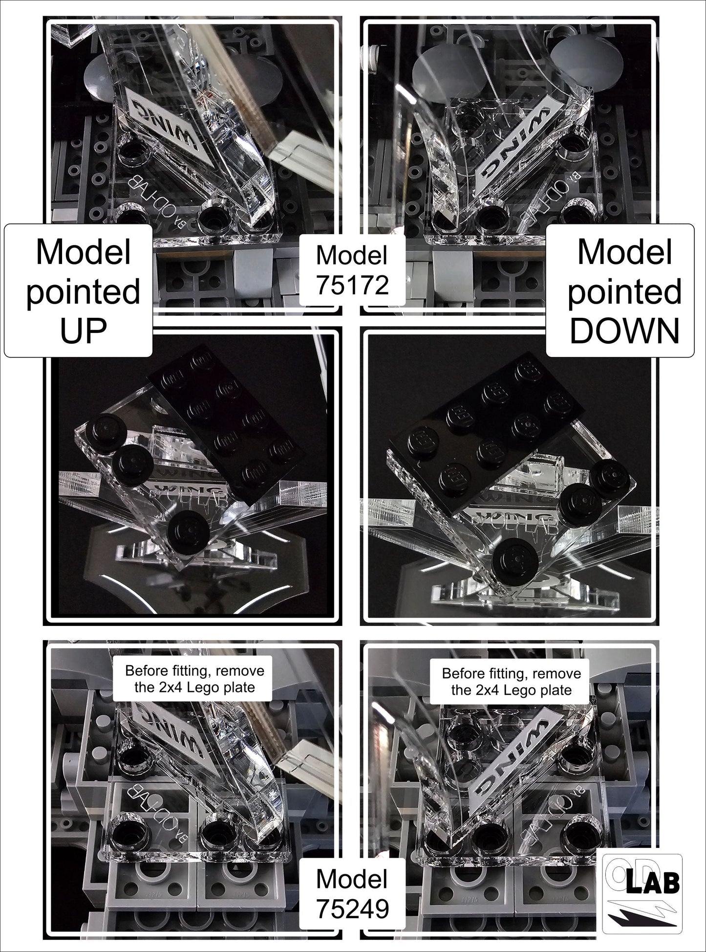Display stand angled for Lego 75249 -75172 -7658 -9495 Y-Wing Starfighter (A1007)-f