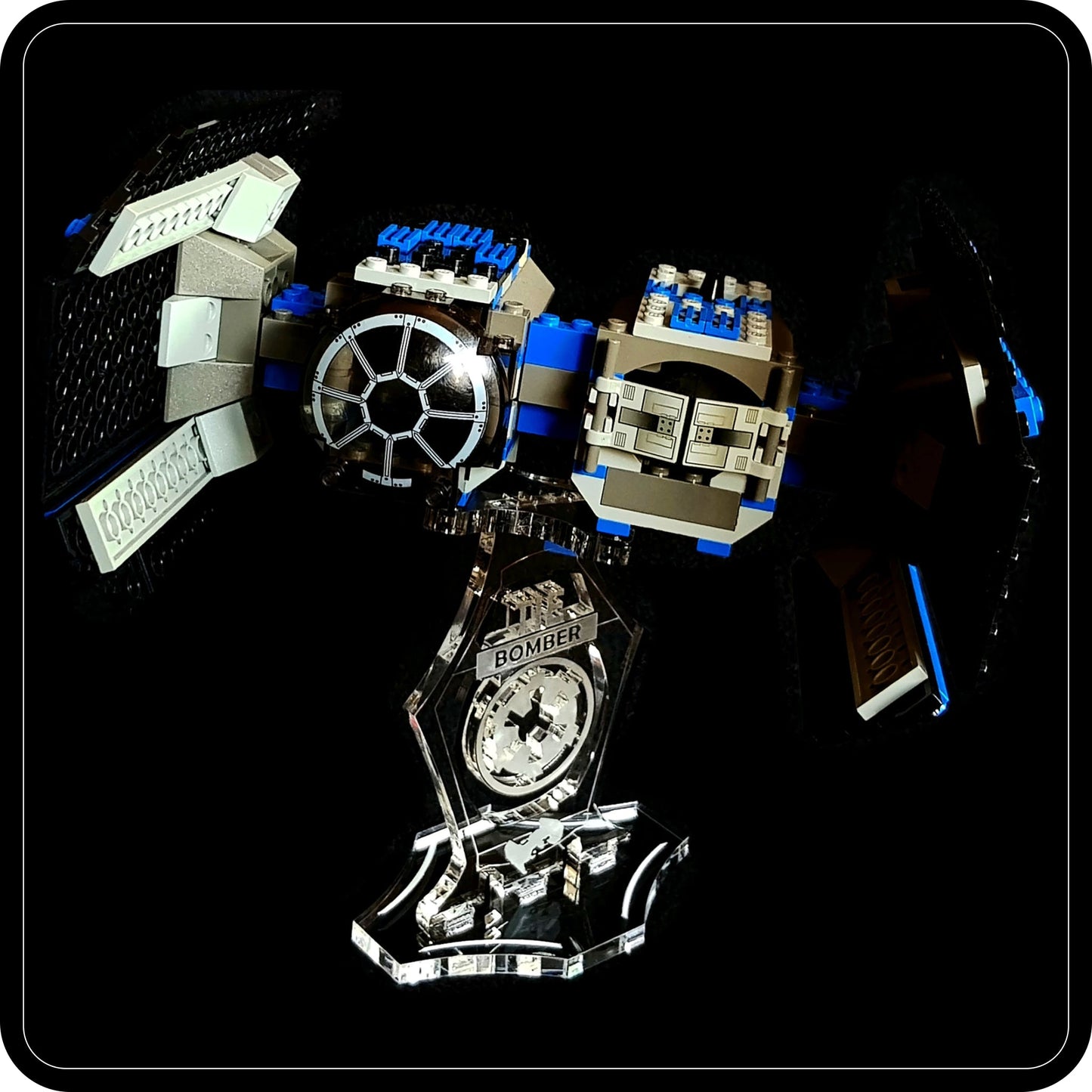 Display stand angled 3D for Lego 4479 TIE Bomber (A1014)-1