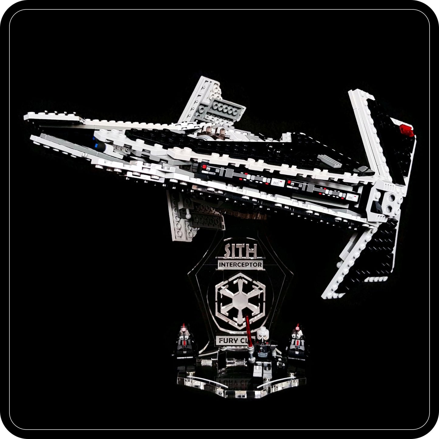 Display stand angled 3D for Lego 9500 Sith Interceptor +minifigures slots (A1033)-1