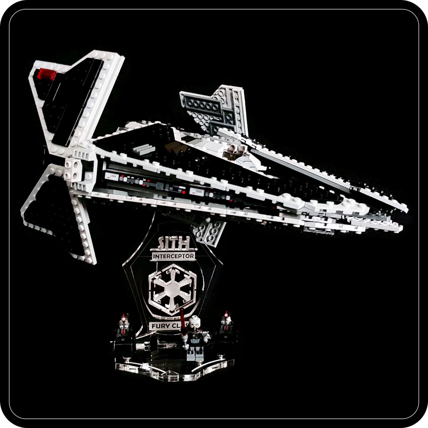 Display stand angled 3D for Lego 9500 Sith Interceptor +minifigures slots (A1033)-2