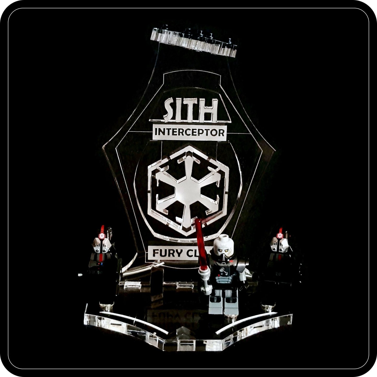 Display stand angled 3D for Lego 9500 Sith Interceptor +minifigures slots (A1033)-4