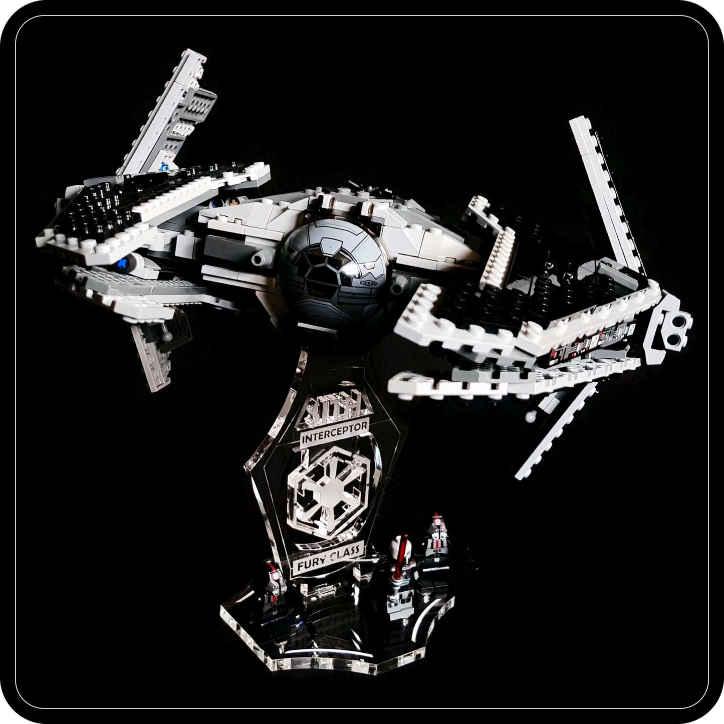Display stand angled 3D for Lego 9500 Sith Interceptor +minifigures slots (A1033)-9