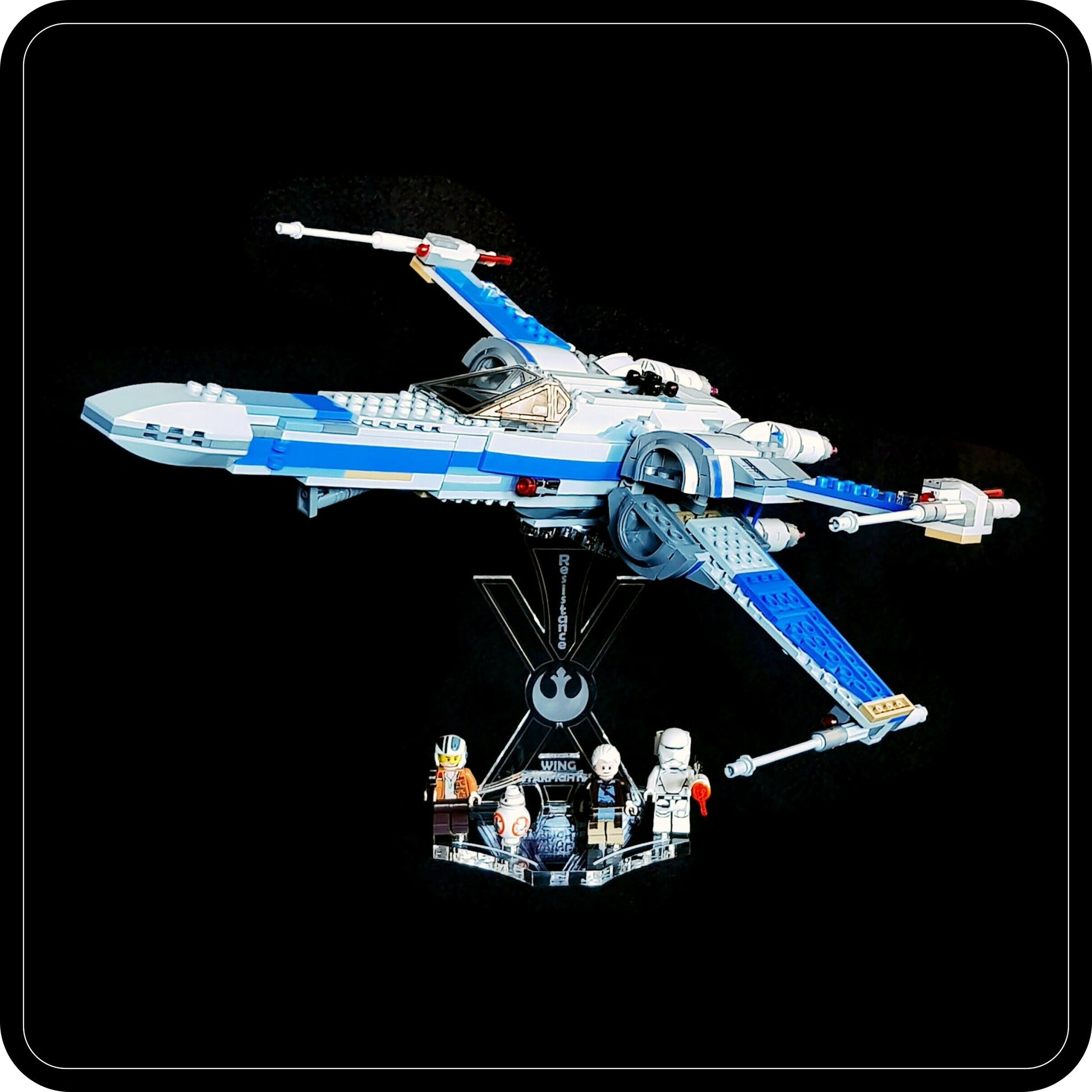 Display stand angled for 75149 Resistance X-Wing Fighter + minifigures slots (A1005)-1