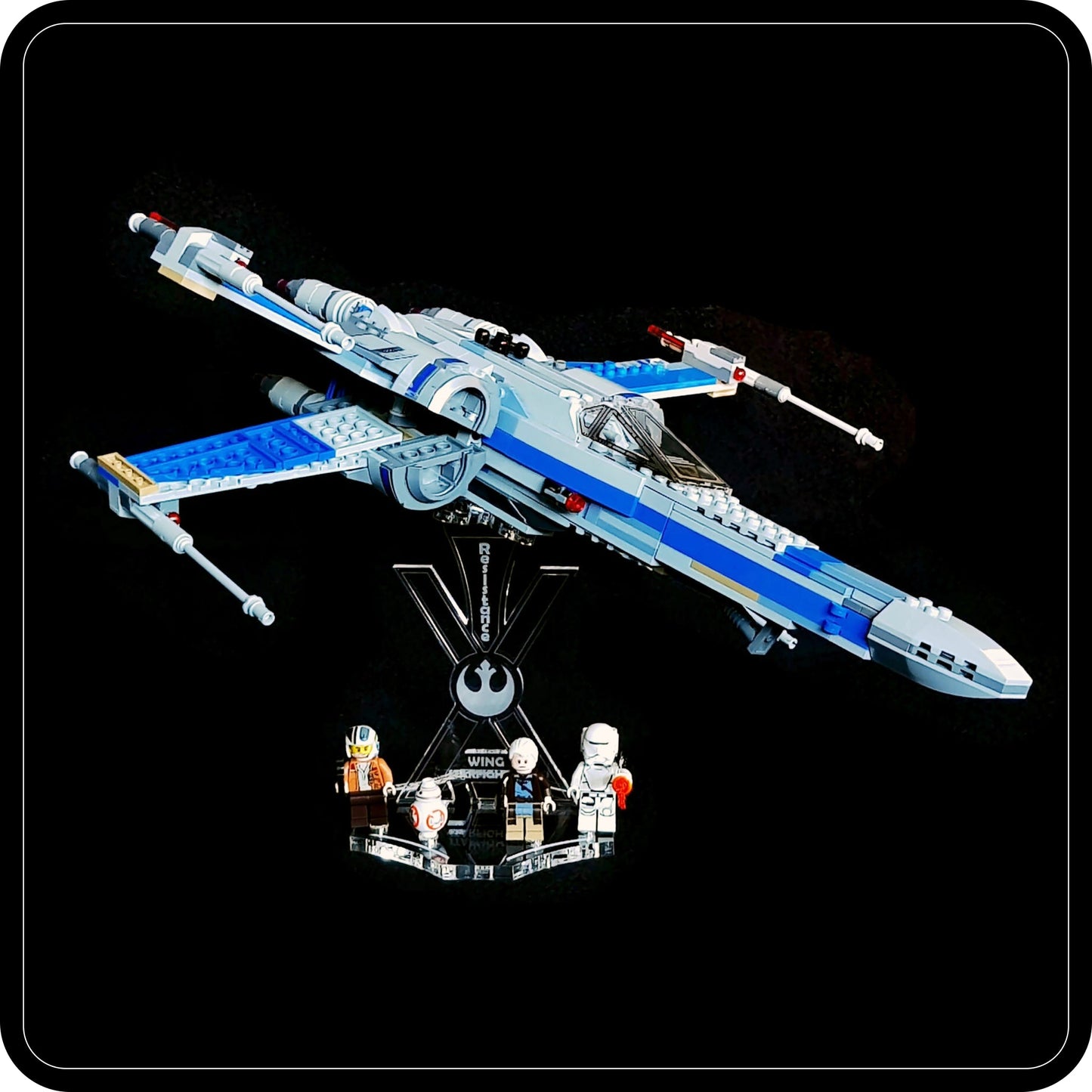 Display stand angled for 75149 Resistance X-Wing Fighter + minifigures slots (A1005)-2