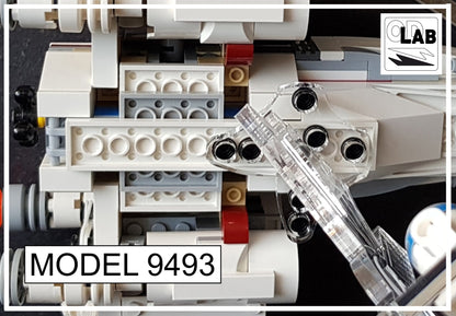 Display stand angled for Lego 9493 X-Wing Starfighter + minifigures slots (A1008)-f