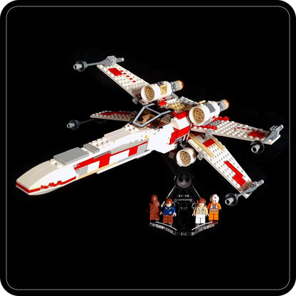 Display stand angled for Lego 6212 and 4502 X-Wing fighter + minifigures slots (A1010)-1