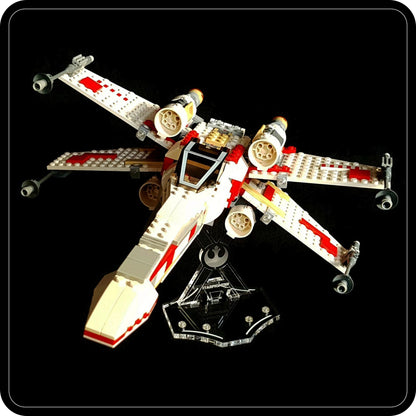 Display stand angled for Lego 6212 and 4502 X-Wing fighter + minifigures slots (A1010)-8