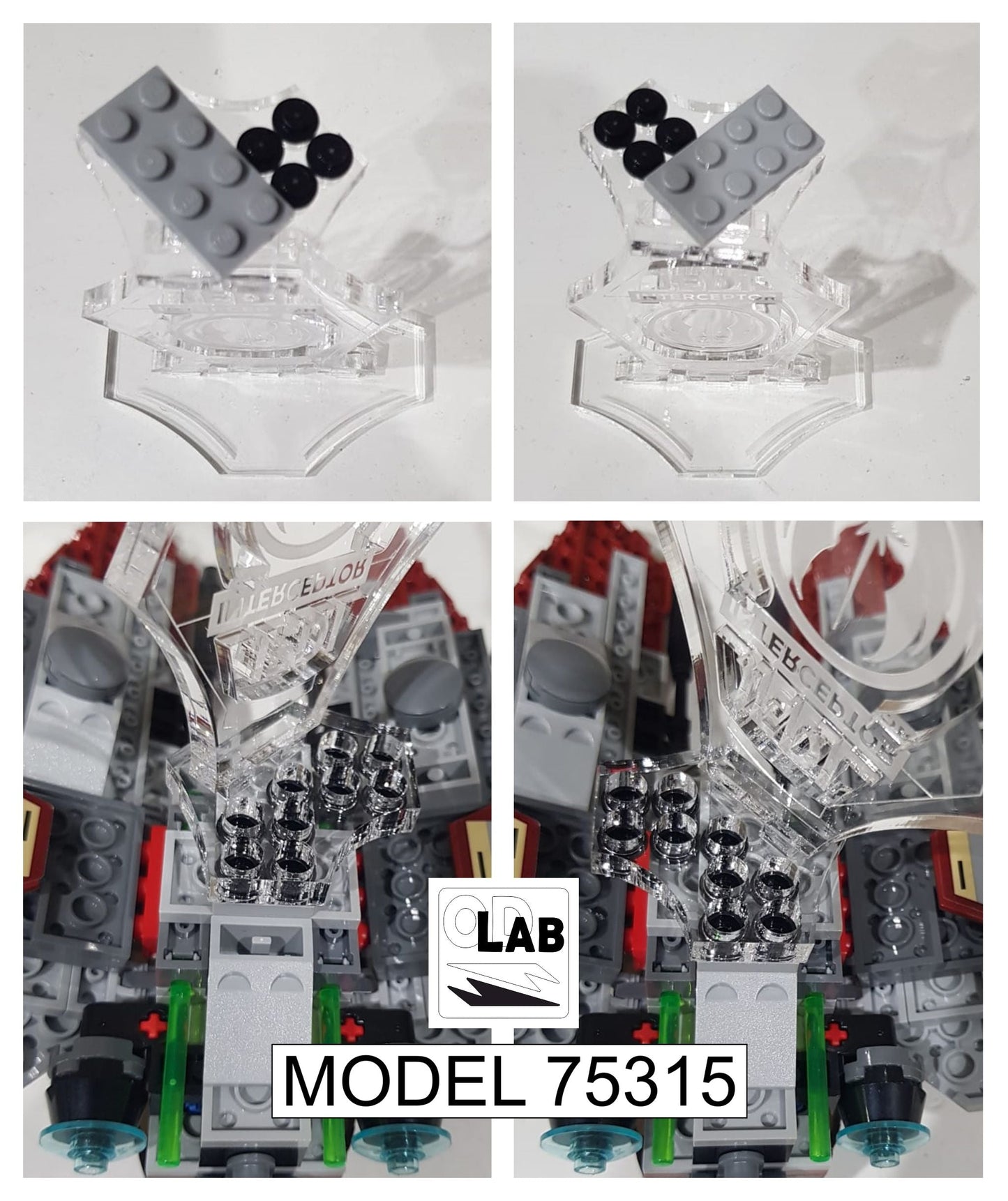 Display stand angled for Lego 75135 Obi Wan's Interceptor (A1016)-f