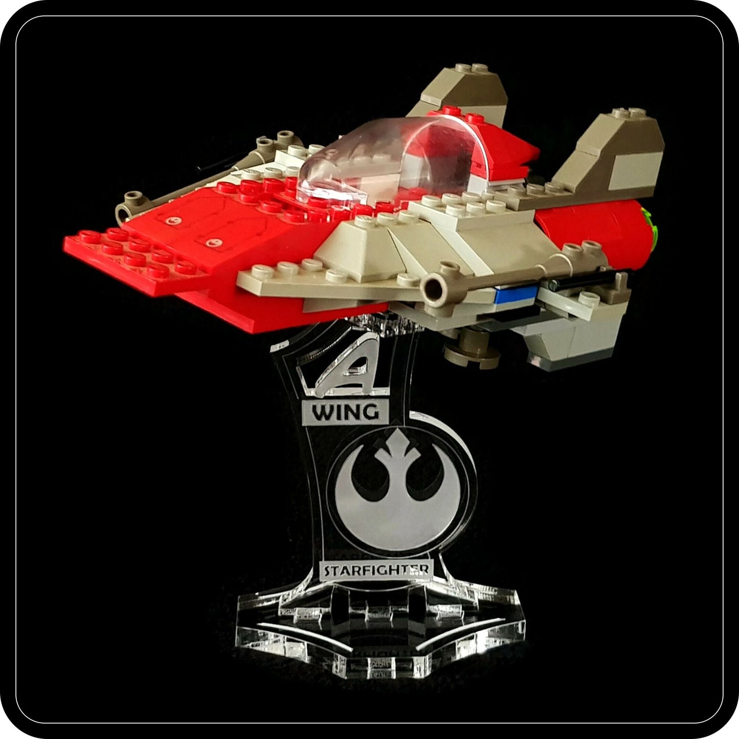 Display stand angled for Lego 6207-7134-75003-75175-75248 A-Wing fighter (A1020)-5