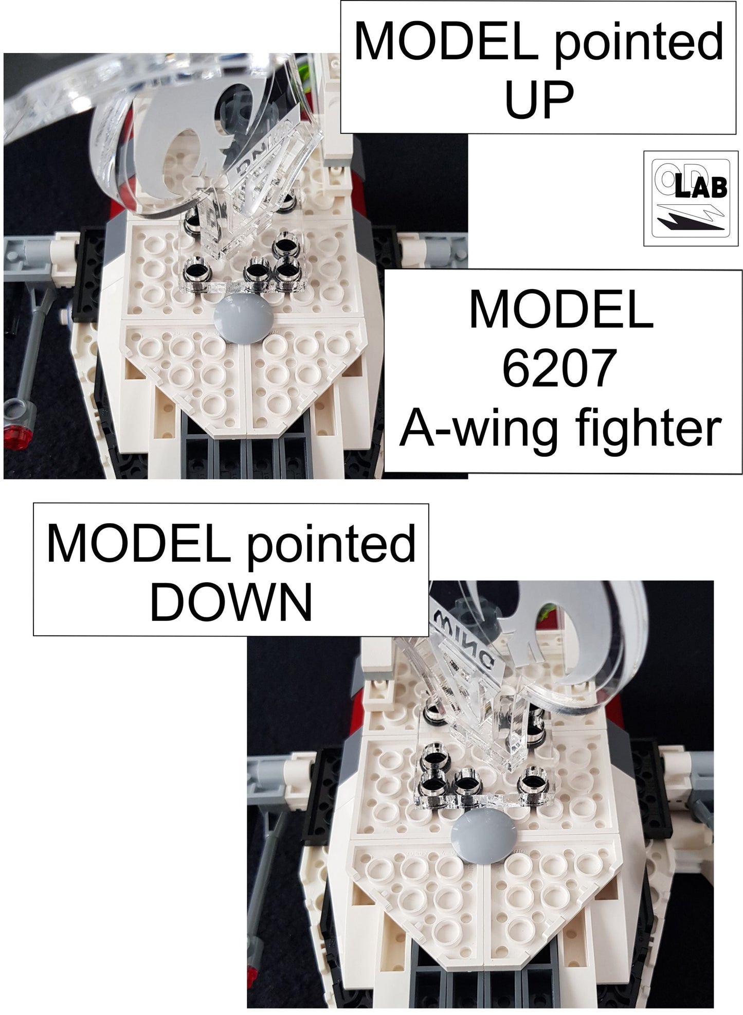 Display stand angled for Lego 6207-7134-75003-75175-75248 A-Wing fighter (A1020)-f