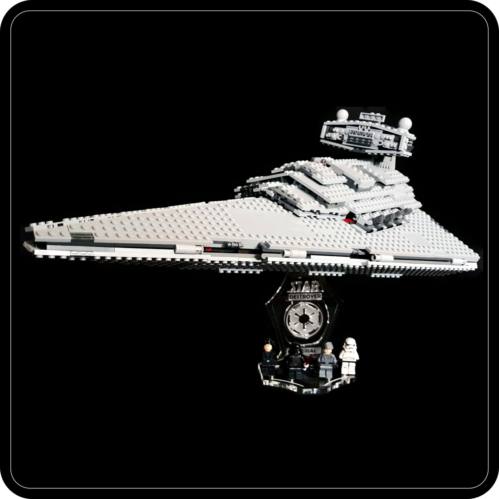 Display stand angled 3D for Lego 75055 Star Destroyer - Imperial  +minifigures slots (A1025)-2