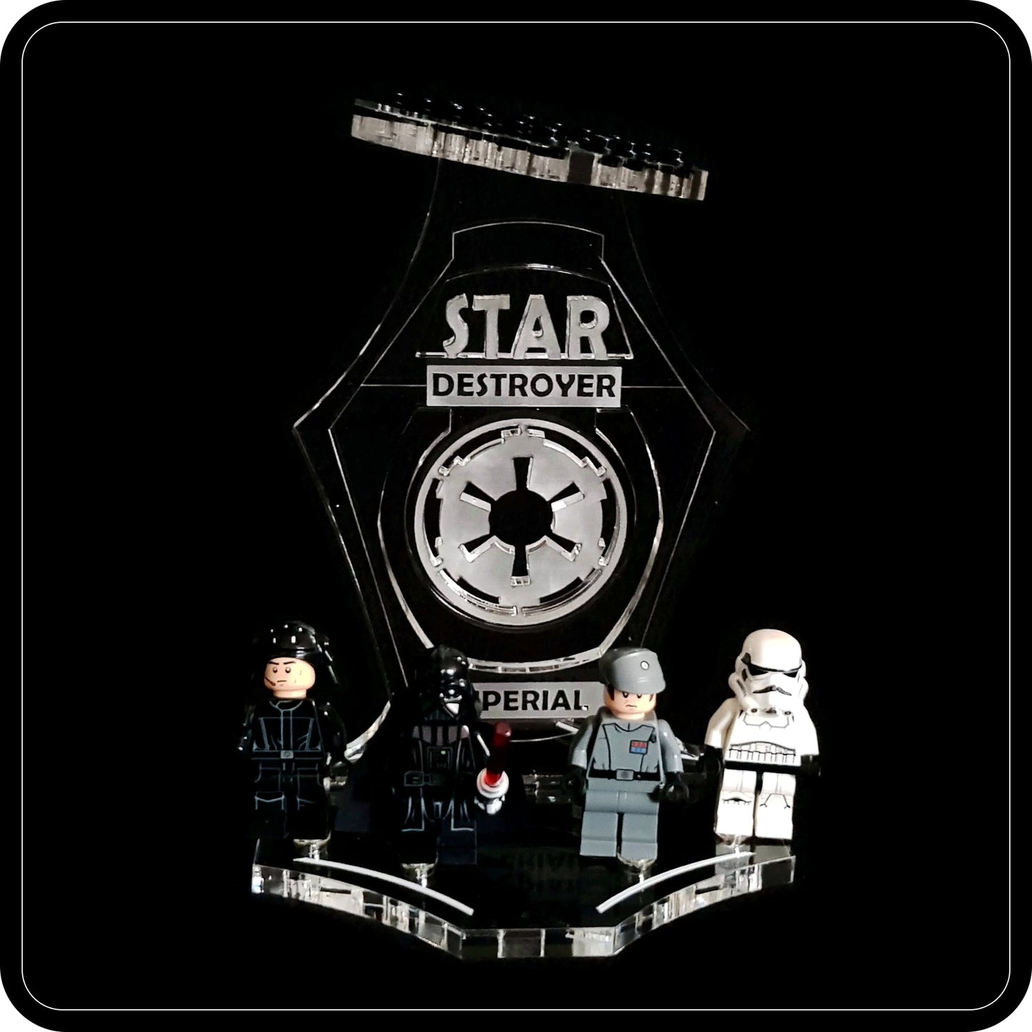 Display stand angled 3D for Lego 75055 Star Destroyer - Imperial  +minifigures slots (A1025)-3