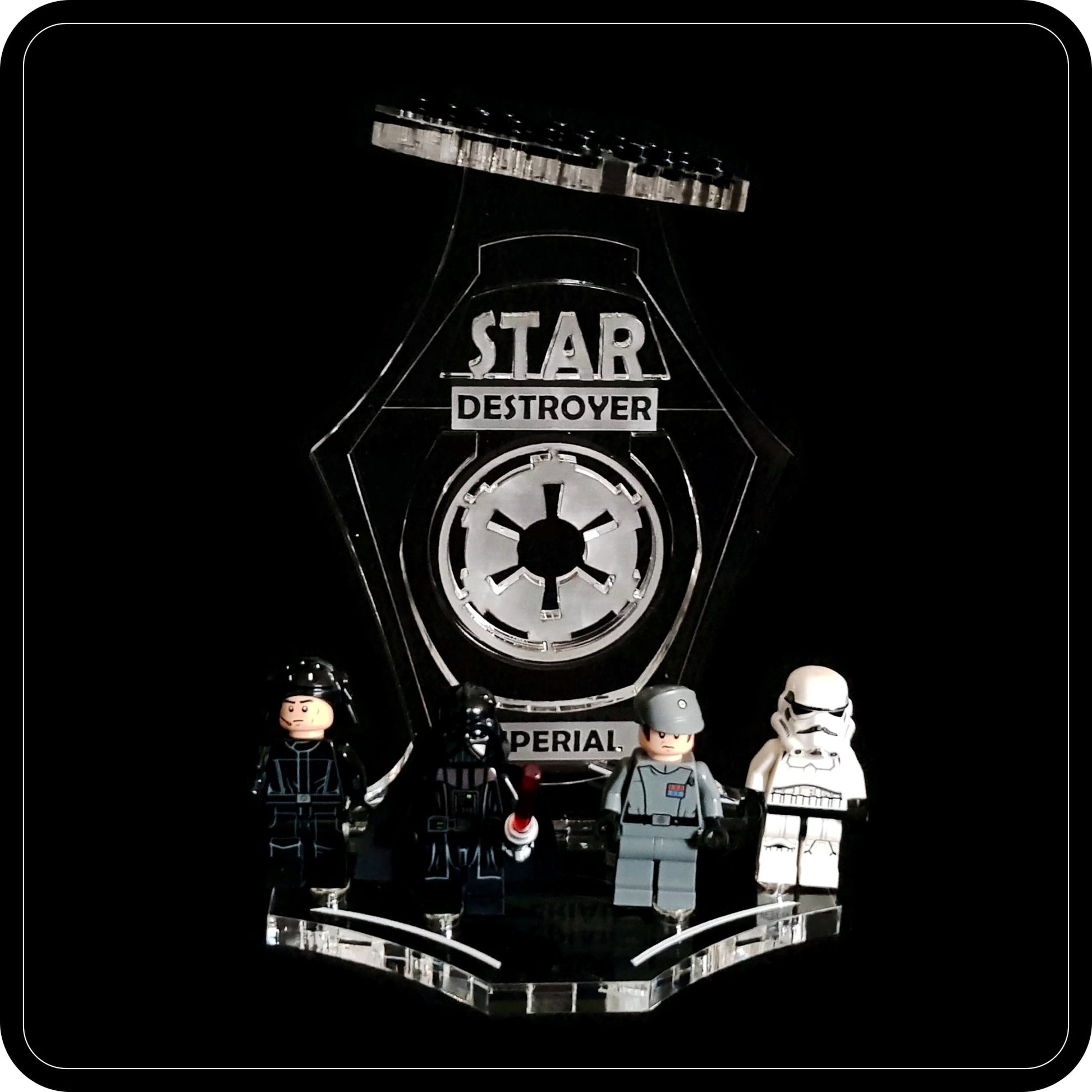 Display stand angled 3D for Lego 75055 Star Destroyer - Imperial  +minifigures slots (A1025)-3