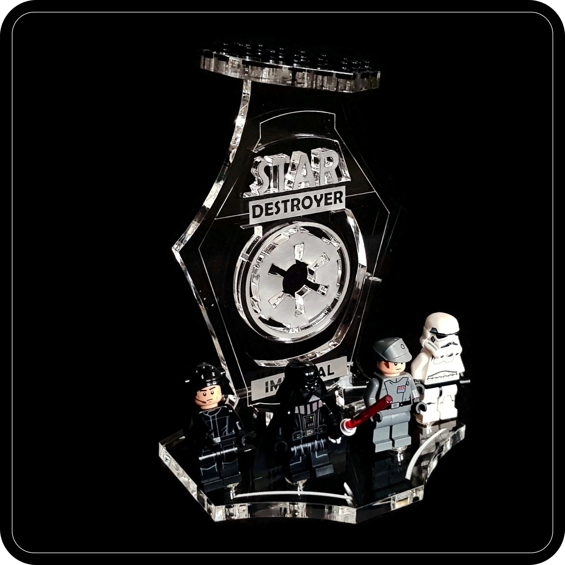 Display stand angled 3D for Lego 75055 Star Destroyer - Imperial  +minifigures slots (A1025)-4