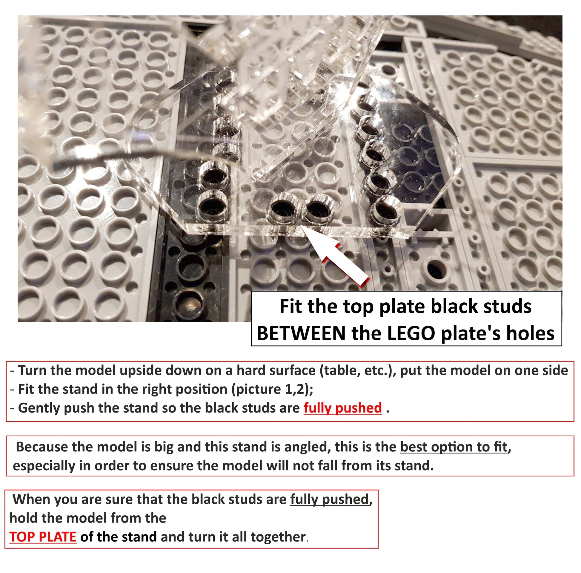 Display stand angled 3D for Lego 75055 Star Destroyer - Imperial  +minifigures slots (A1025)-f