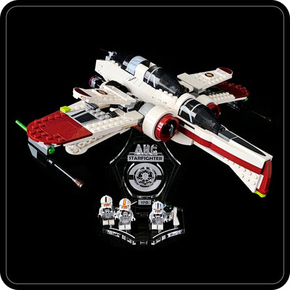 Display stand 3D angled for Lego 75402-8088-7259 ARC-170 Starfighter + minifigures slots (A1034)-11