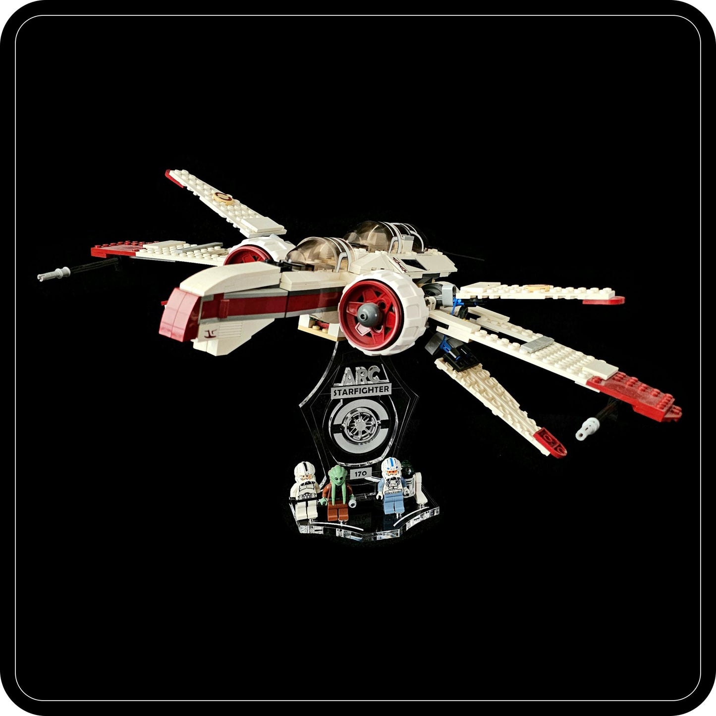 Display stand 3D angled for Lego 75402-8088-7259 ARC-170 Starfighter + minifigures slots (A1034)-5