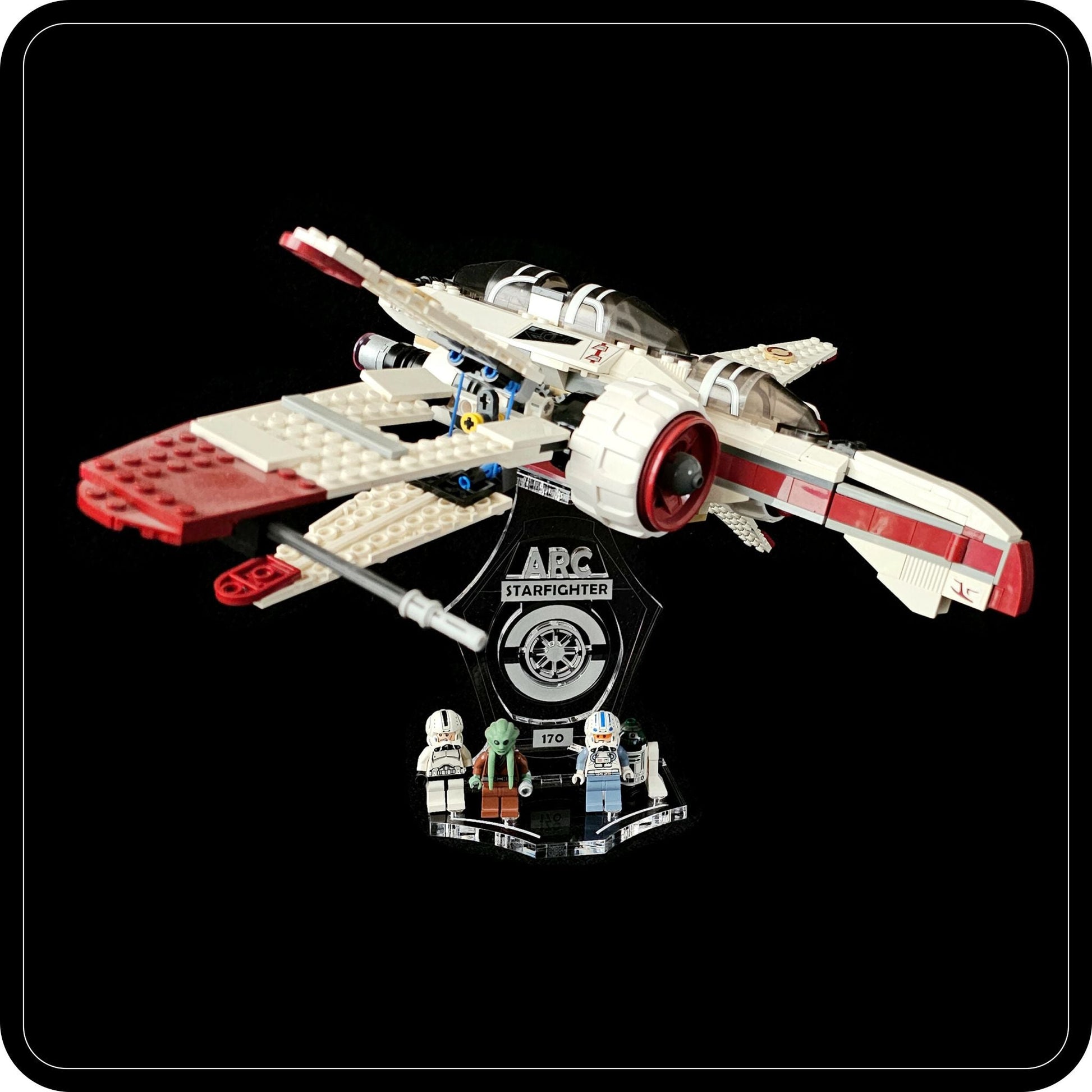 Display stand 3D angled for Lego 75402-8088-7259 ARC-170 Starfighter + minifigures slots (A1034)-6