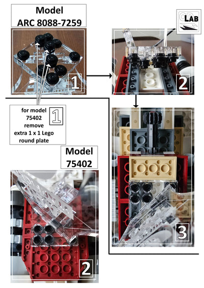 Display stand 3D angled for Lego 75402-8088-7259 ARC-170 Starfighter + minifigures slots (A1034)-f