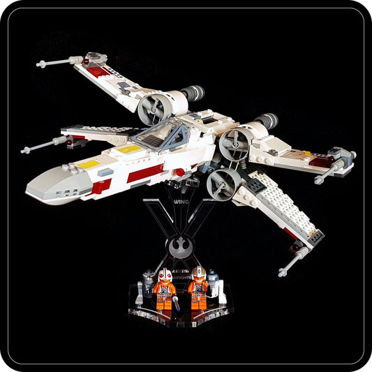 Display stand angled for Lego 75301-75218-75102-9493 X-Wing Starfighter + minifigures slots(A1041)-1