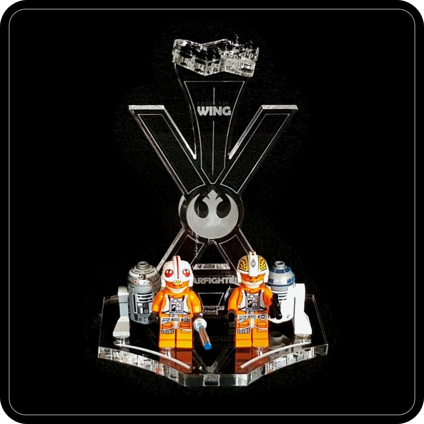 Display stand angled for Lego 75301-75218-75102-9493 X-Wing Starfighter + minifigures slots(A1041)-7