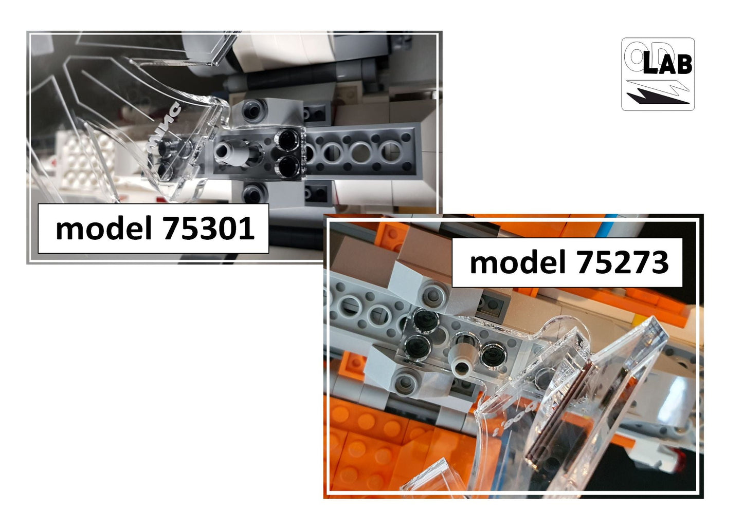 Display stand angled for Lego 75301-75218-75102-9493 X-Wing Starfighter + minifigures slots(A1041)-f