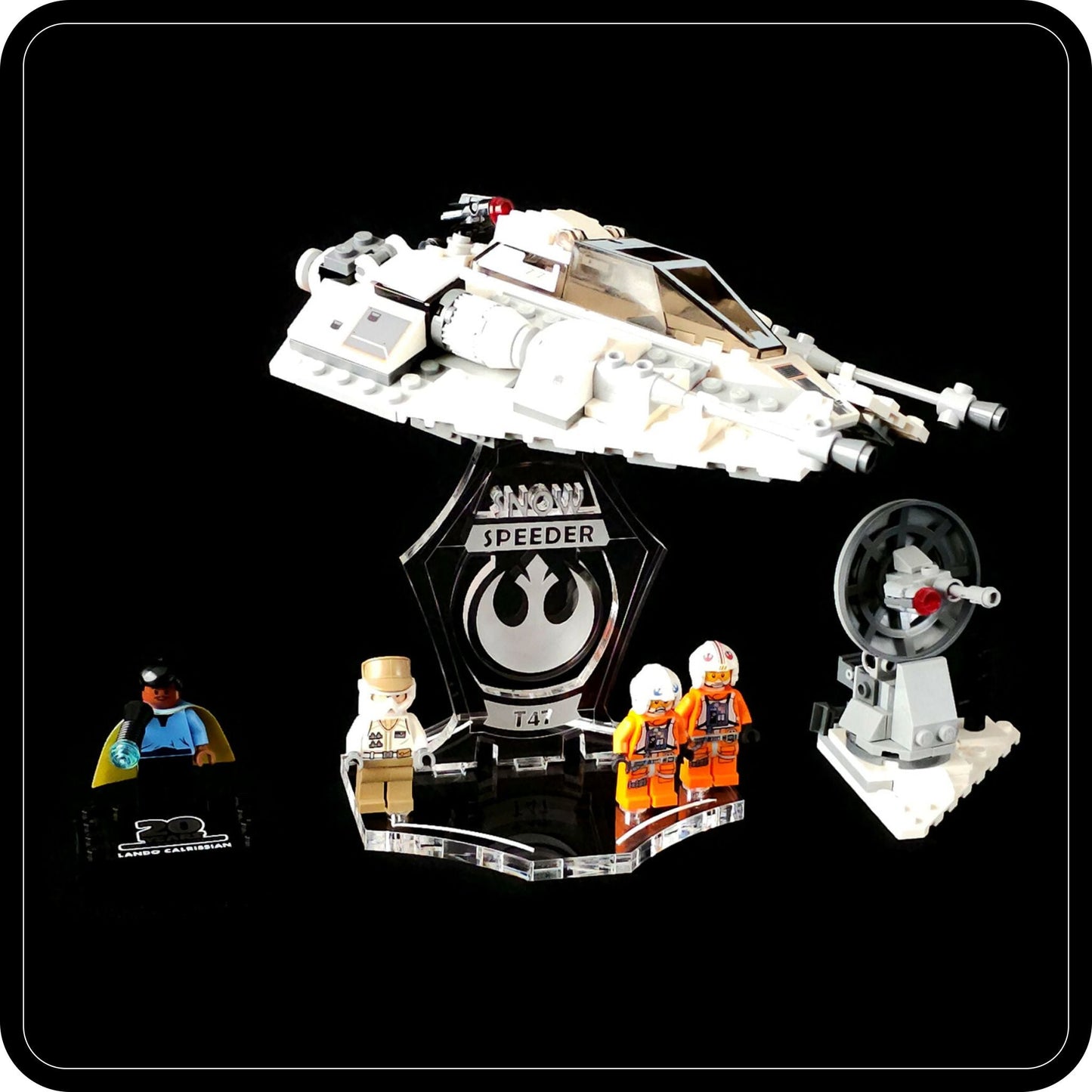 Display stand angled 3D for Lego 75049-75259 Snowspeeder + minifigures slots (A1049)-10
