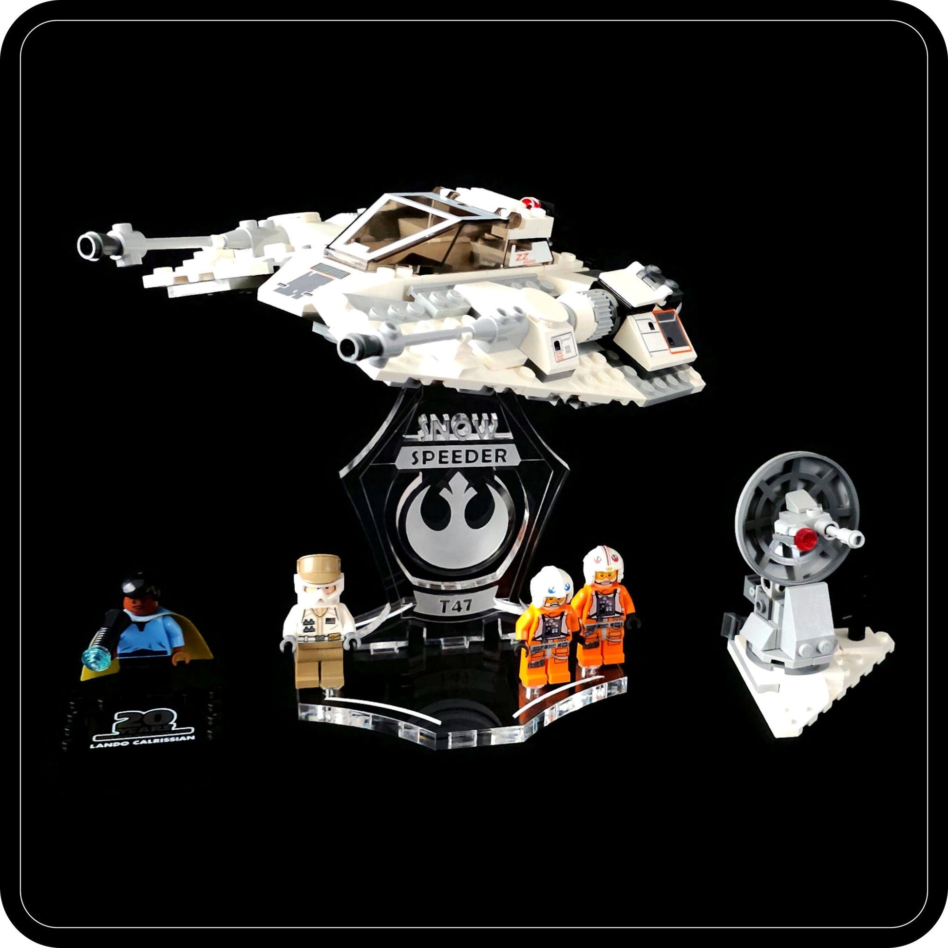 Display stand angled 3D for Lego 75049-75259 Snowspeeder + minifigures slots (A1049)-1