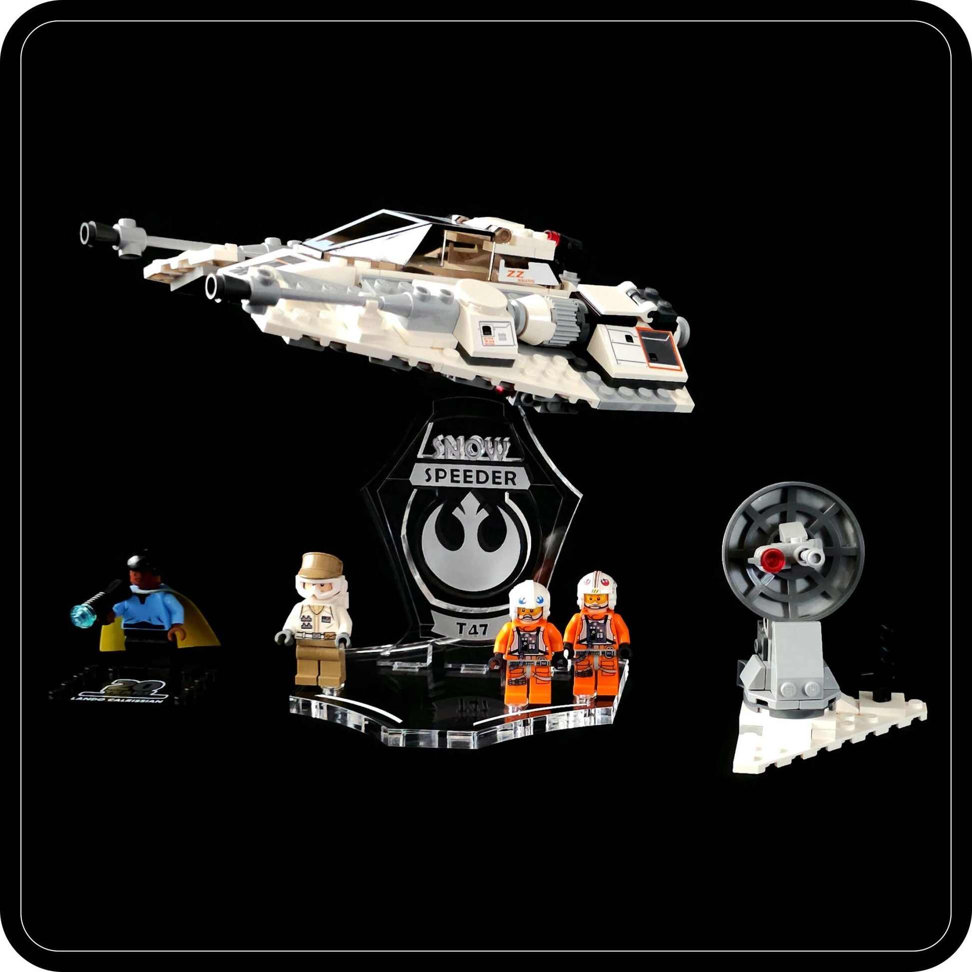 Display stand angled 3D for Lego 75049-75259 Snowspeeder + minifigures slots (A1049)-2