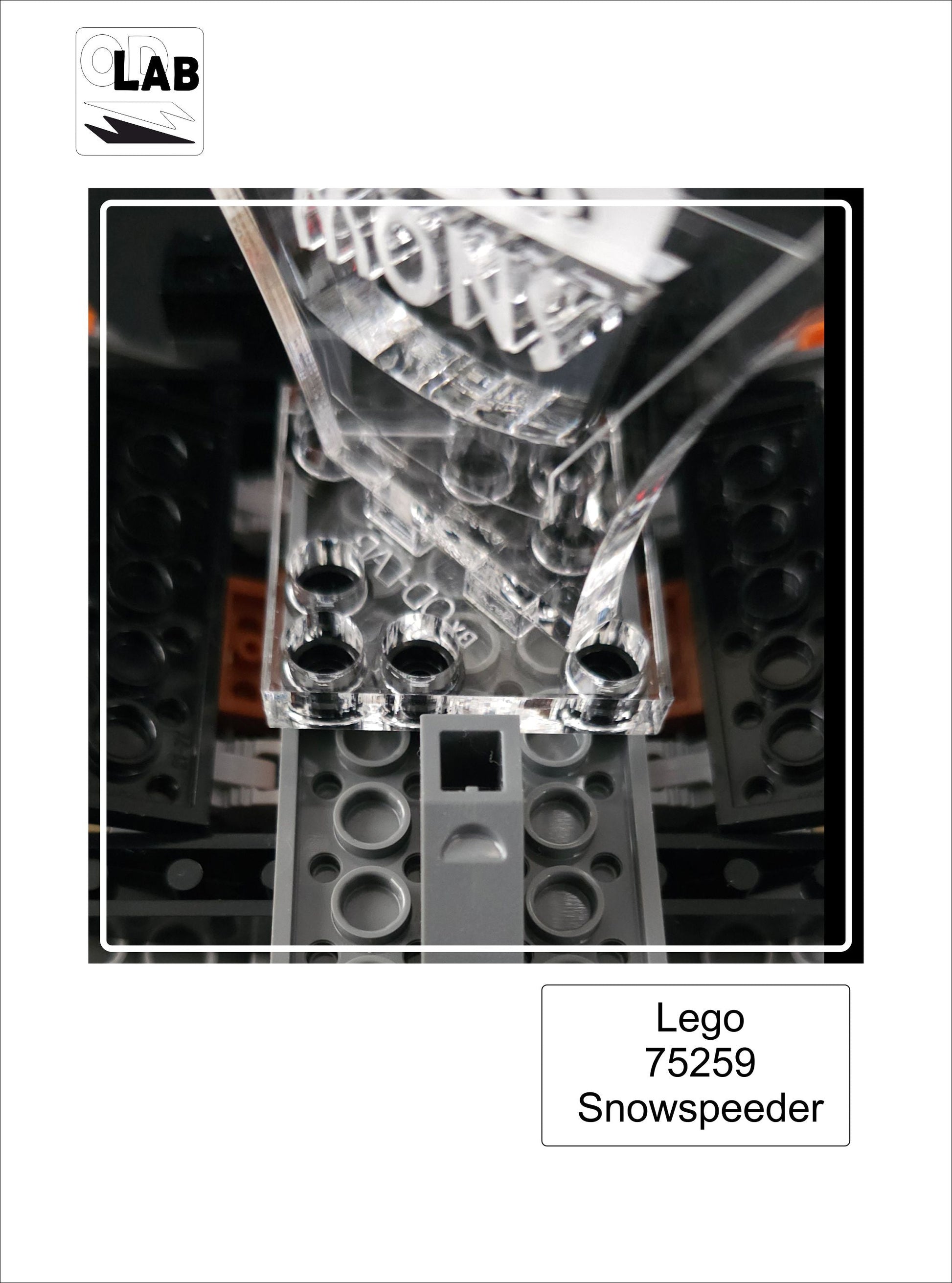 Display stand angled 3D for Lego 75049-75259 Snowspeeder + minifigures slots (A1049)-f