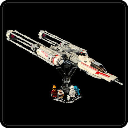 Display stand angled for Lego 75249 -75172 -7658 -9495 Y-Wing Starfighter + minifigures slots (A1055)-2