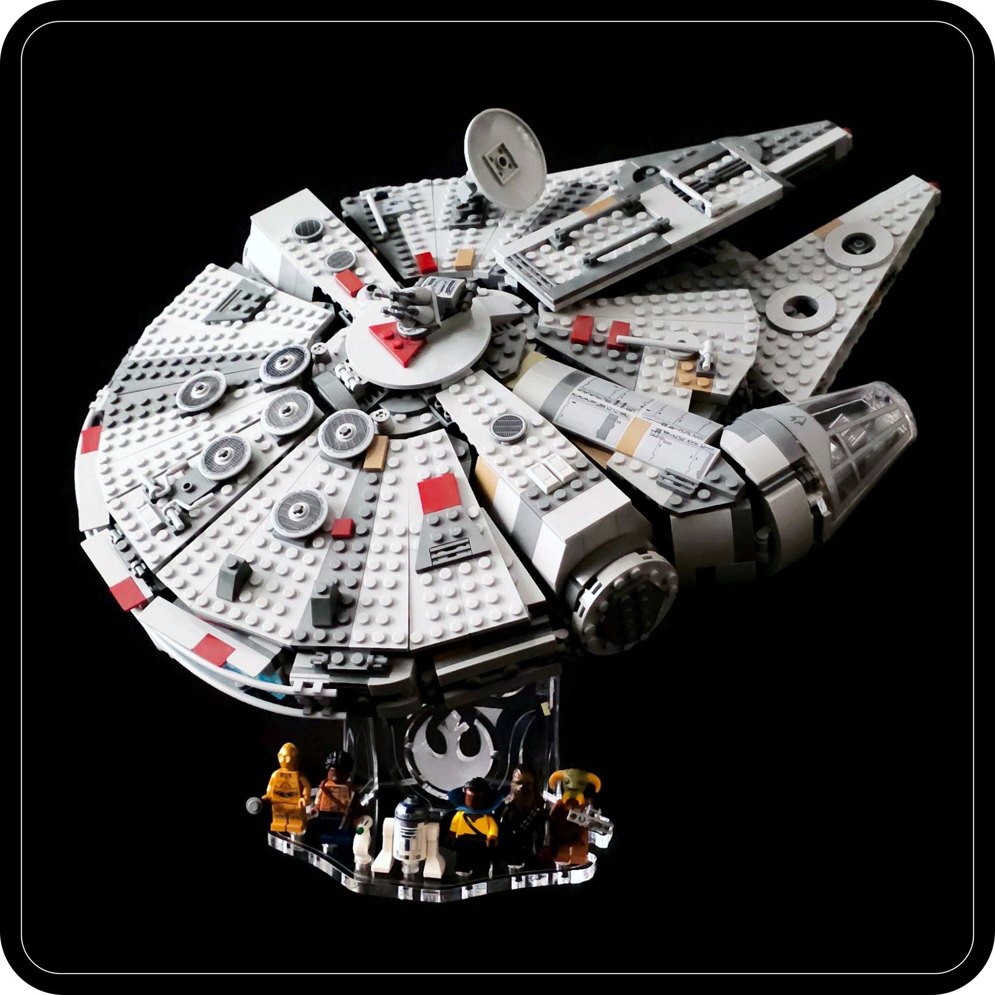 Display stand angled 36° for Lego 75257-4504 Millennium Falcon + minifigures slots (A1056)-2