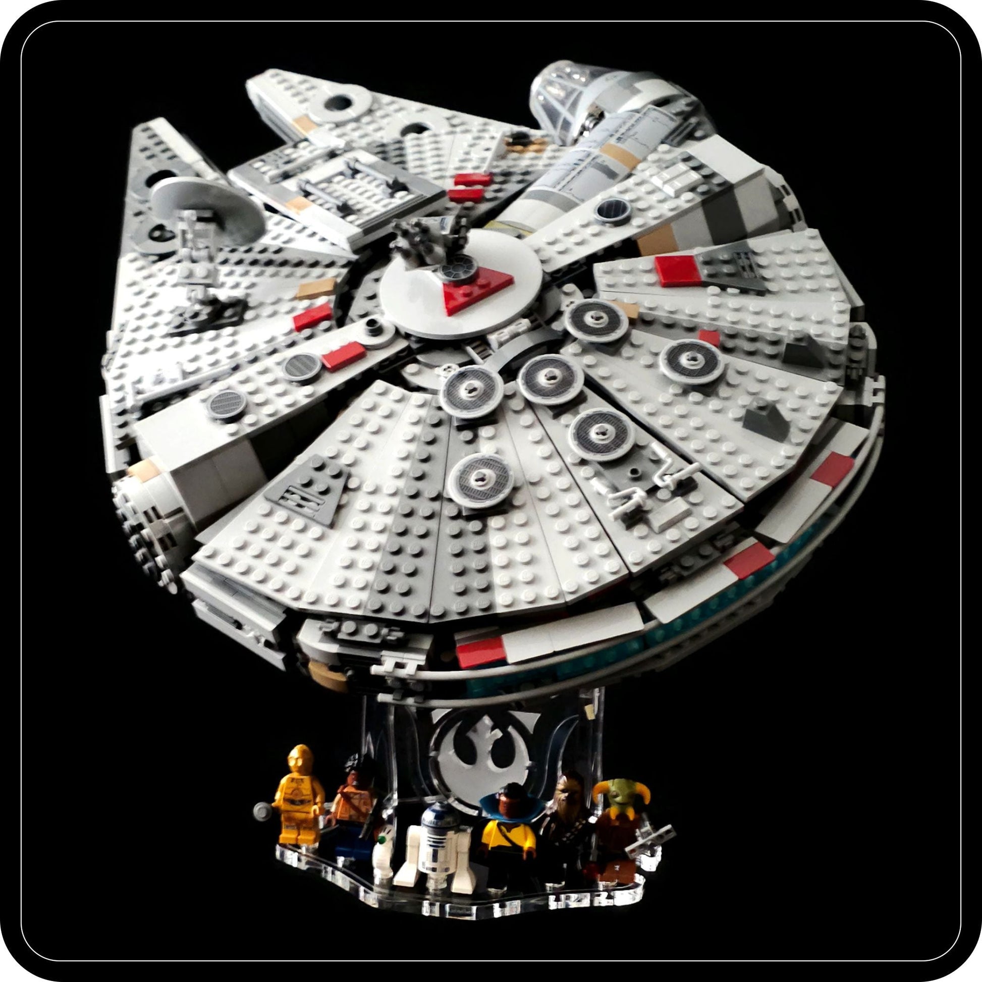 Display stand angled 36° for Lego 75257-4504 Millennium Falcon + minifigures slots (A1056)-7