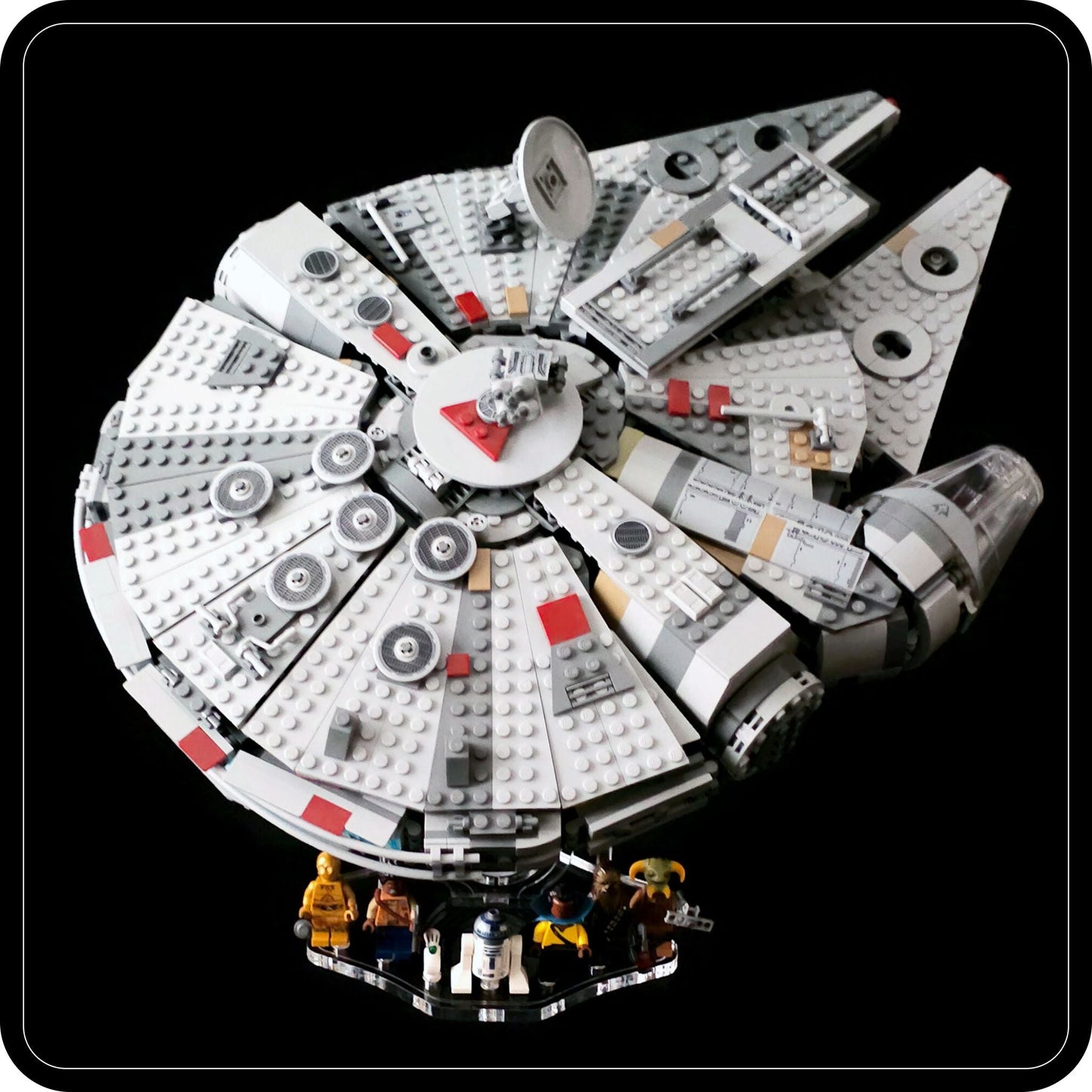 Display stand angled 36° for Lego 75257-4504 Millennium Falcon + minifigures slots (A1056)-8