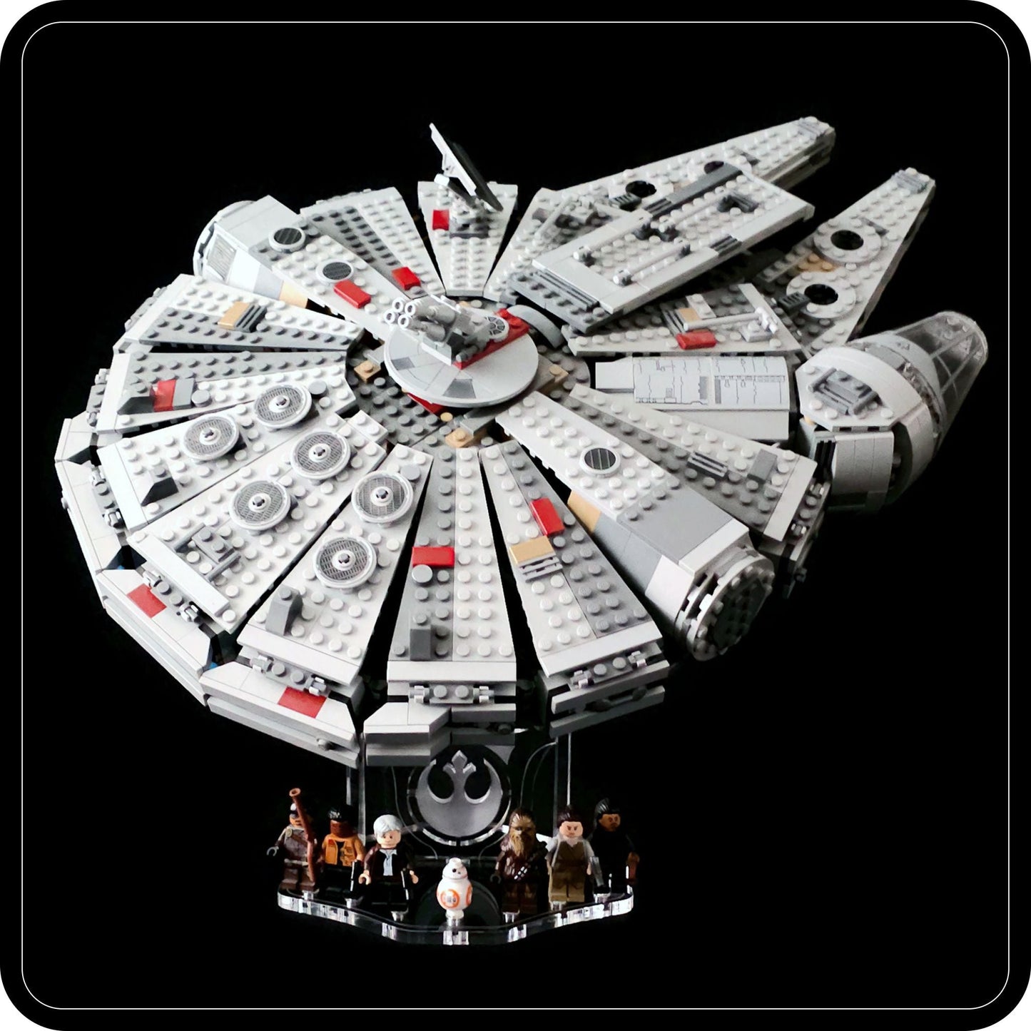 Display stand angled 36° for Lego 75105-7965 Millennium Falcon + minifigures slots (A1057) -2