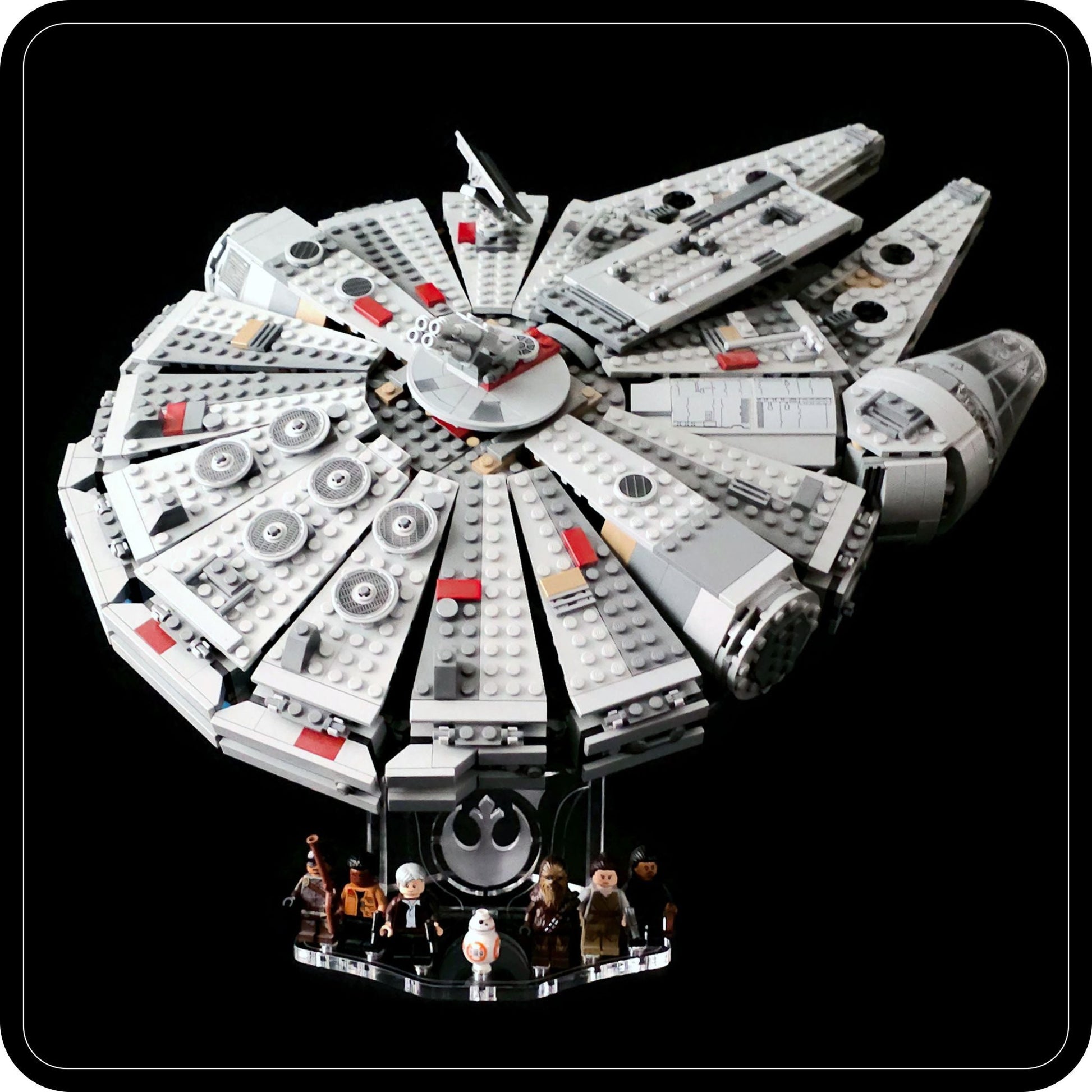 Display stand angled 36° for Lego 75105-7965 Millennium Falcon + minifigures slots (A1057) -2