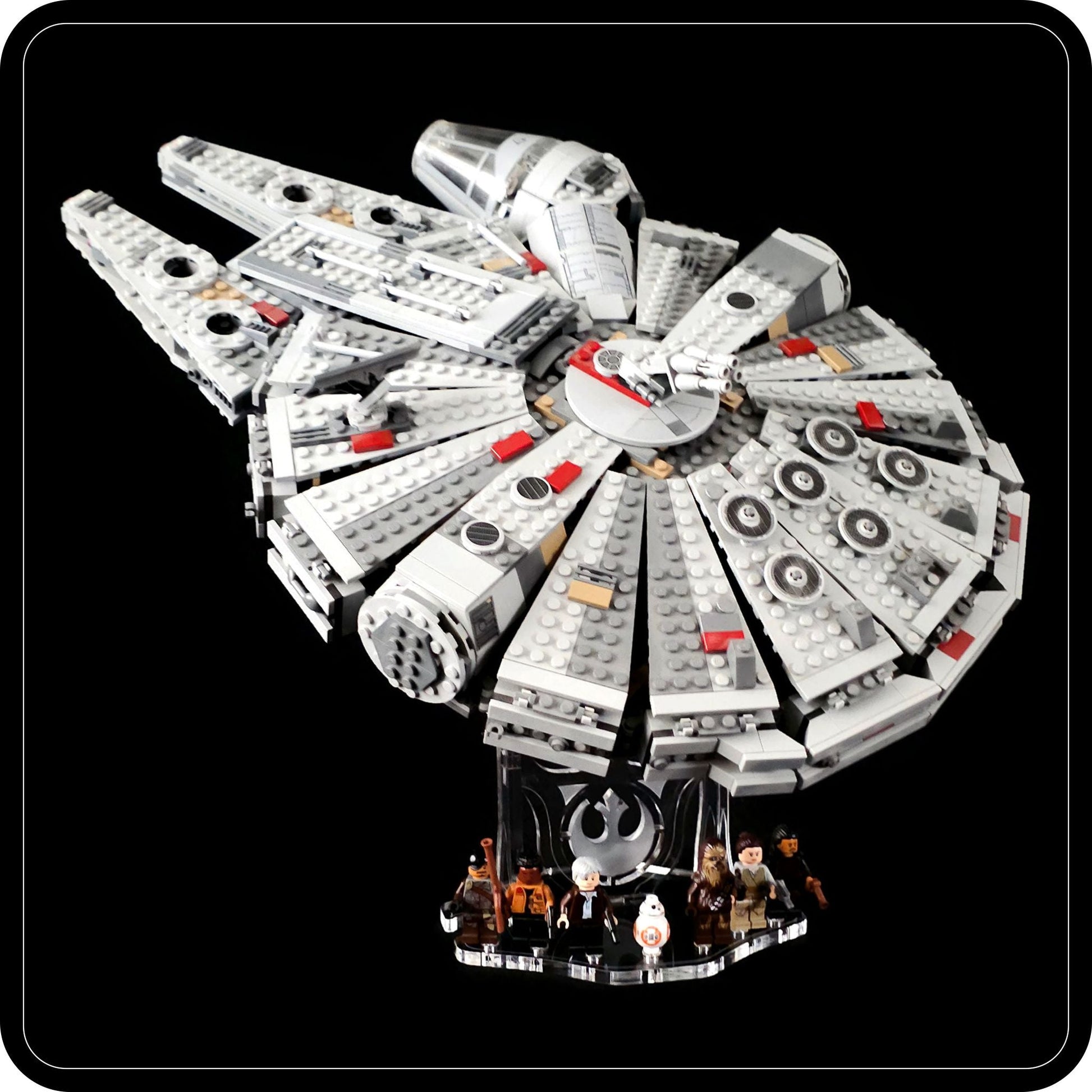 Display stand angled 36° for Lego 75105-7965 Millennium Falcon + minifigures slots (A1057) -7