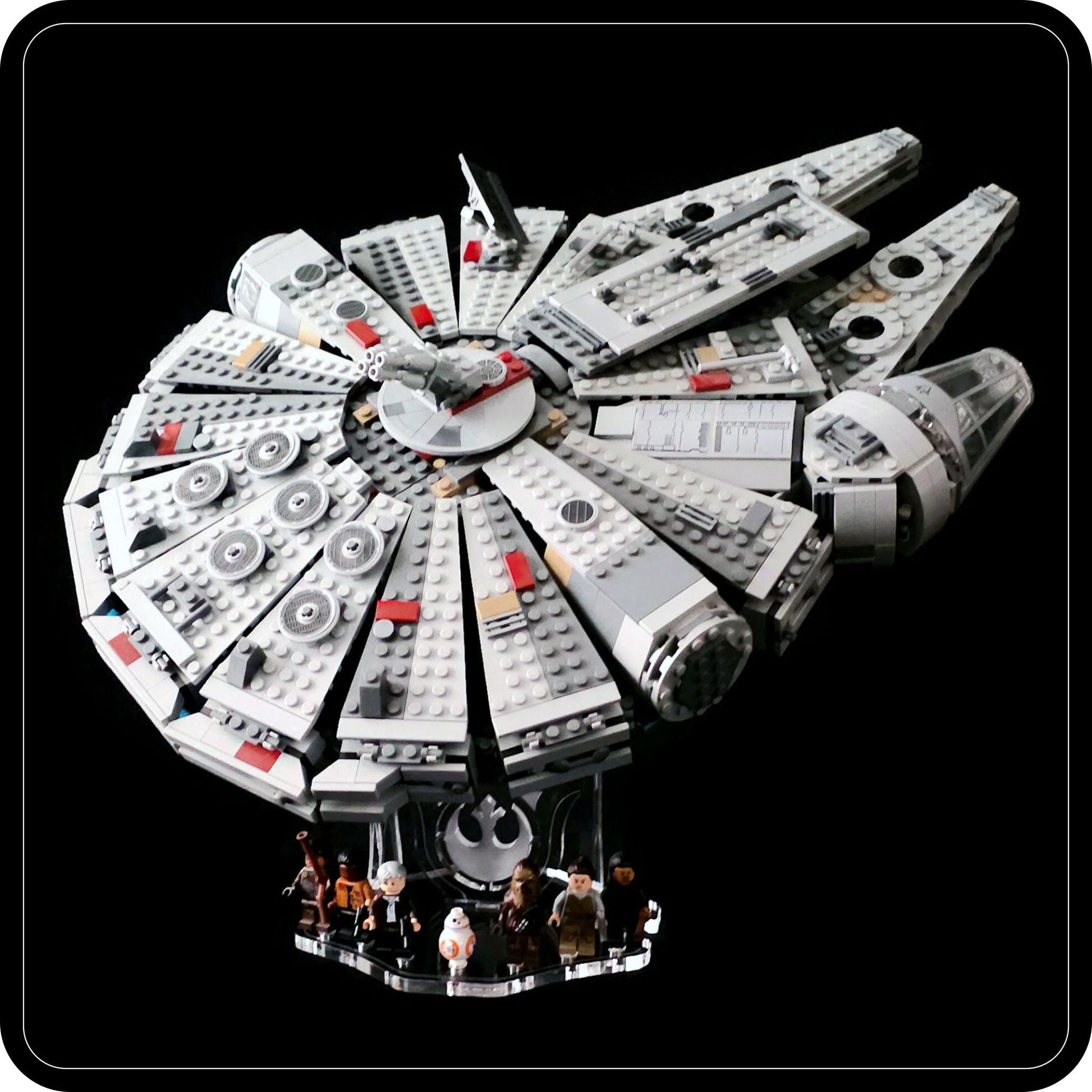 Display stand angled 36° for Lego 75105-7965 Millennium Falcon + minifigures slots (A1057) -8