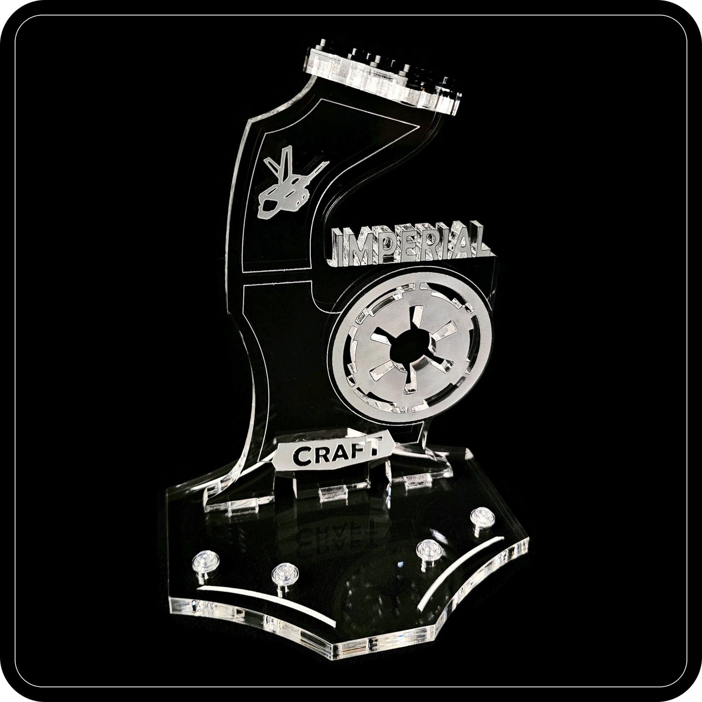 Display stand angled for Lego 75221 Imperial Landing Craft + minifigures slots (A1064)-2