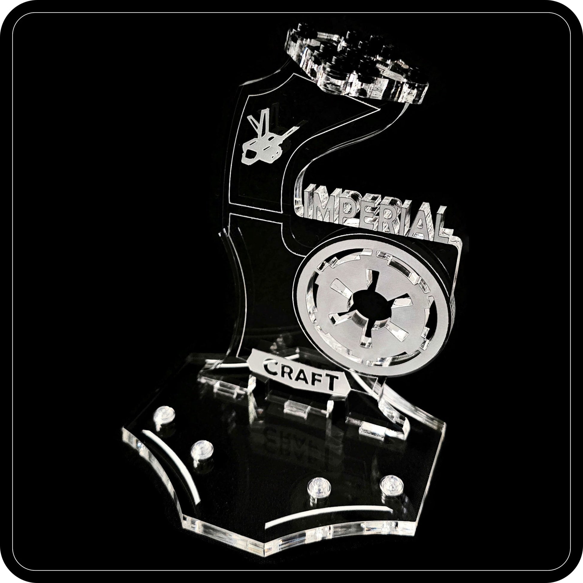 Display stand angled for Lego 75221 Imperial Landing Craft + minifigures slots (A1064)-3