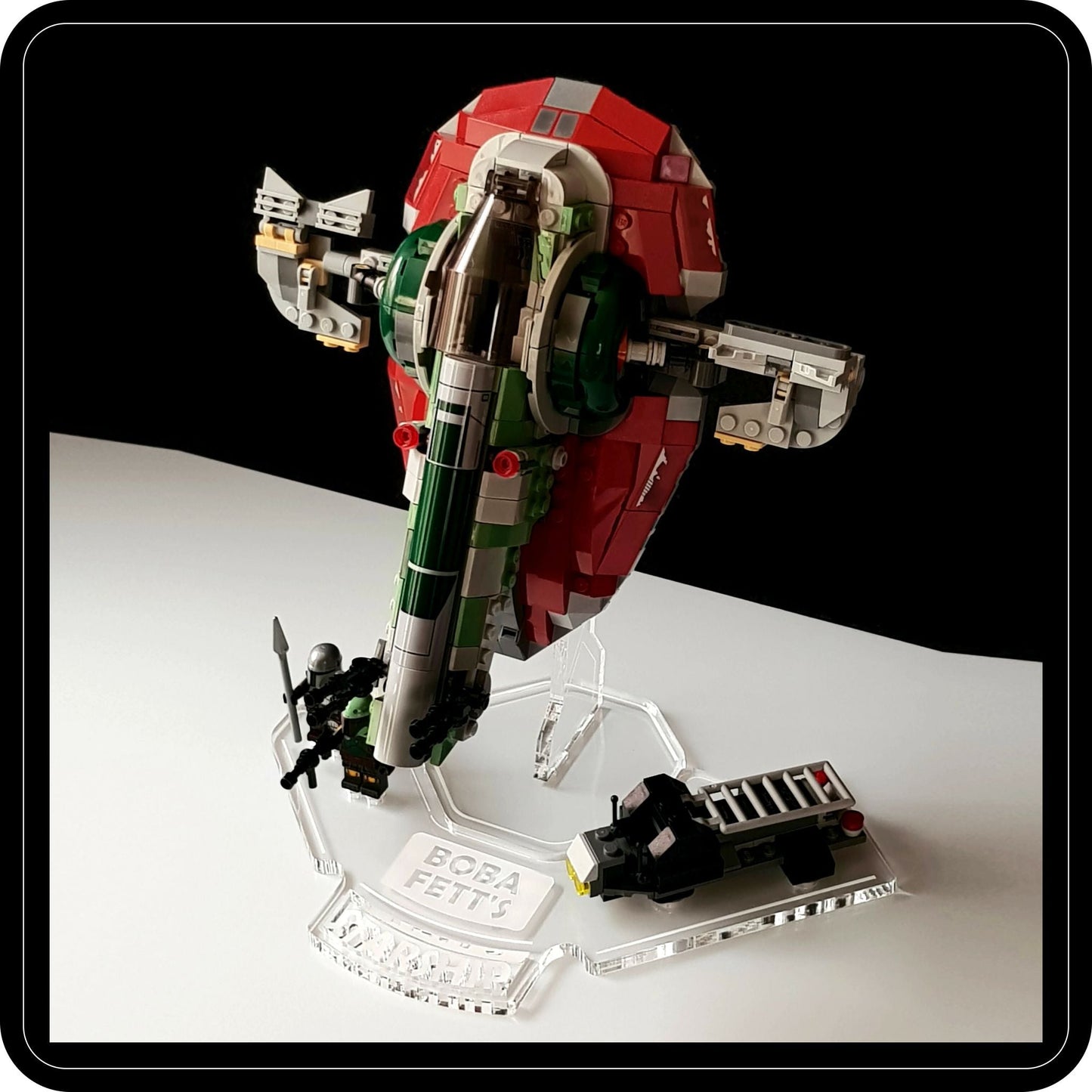 Display stand angled for Lego 75312 Boba Fett's Starship + Minifigures plate (A1066)-2