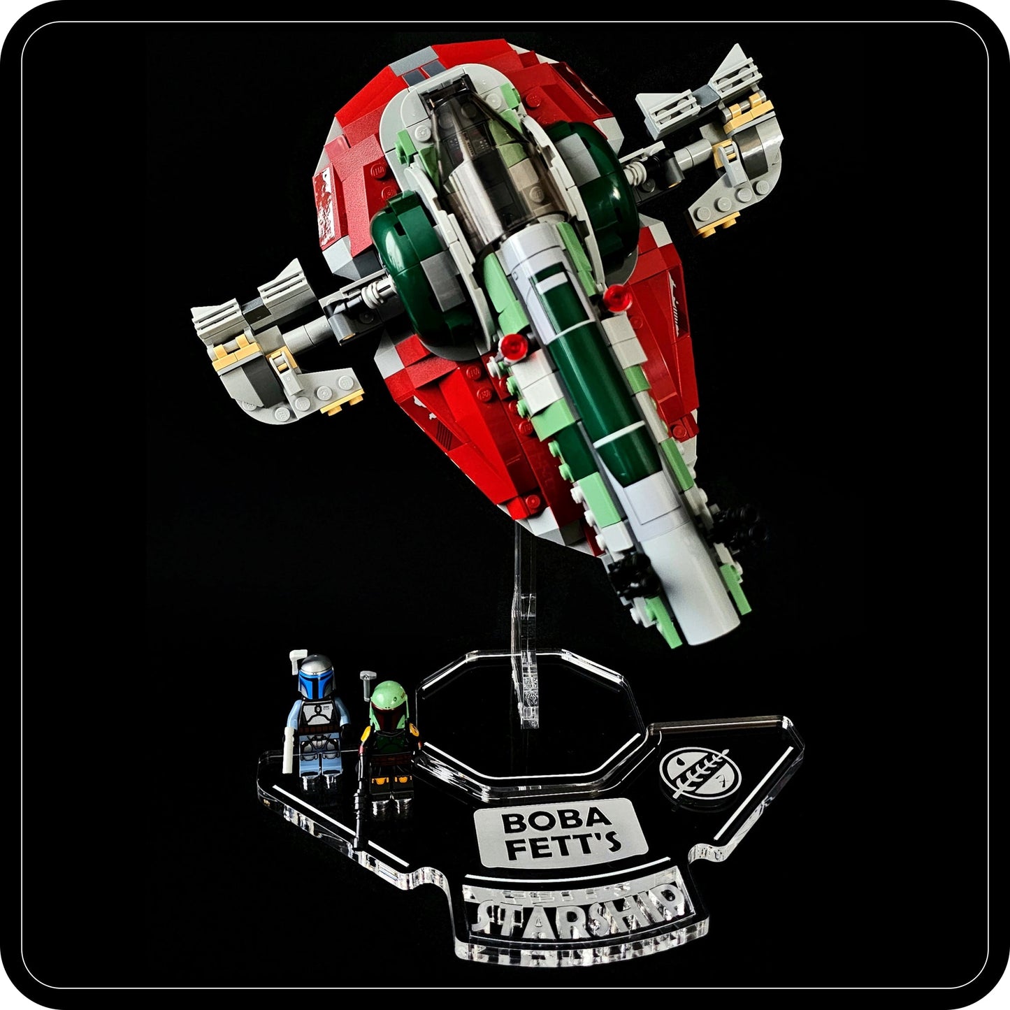 Display stand angled for Lego 75312 Boba Fett's Starship + Minifigures plate (A1066)-2