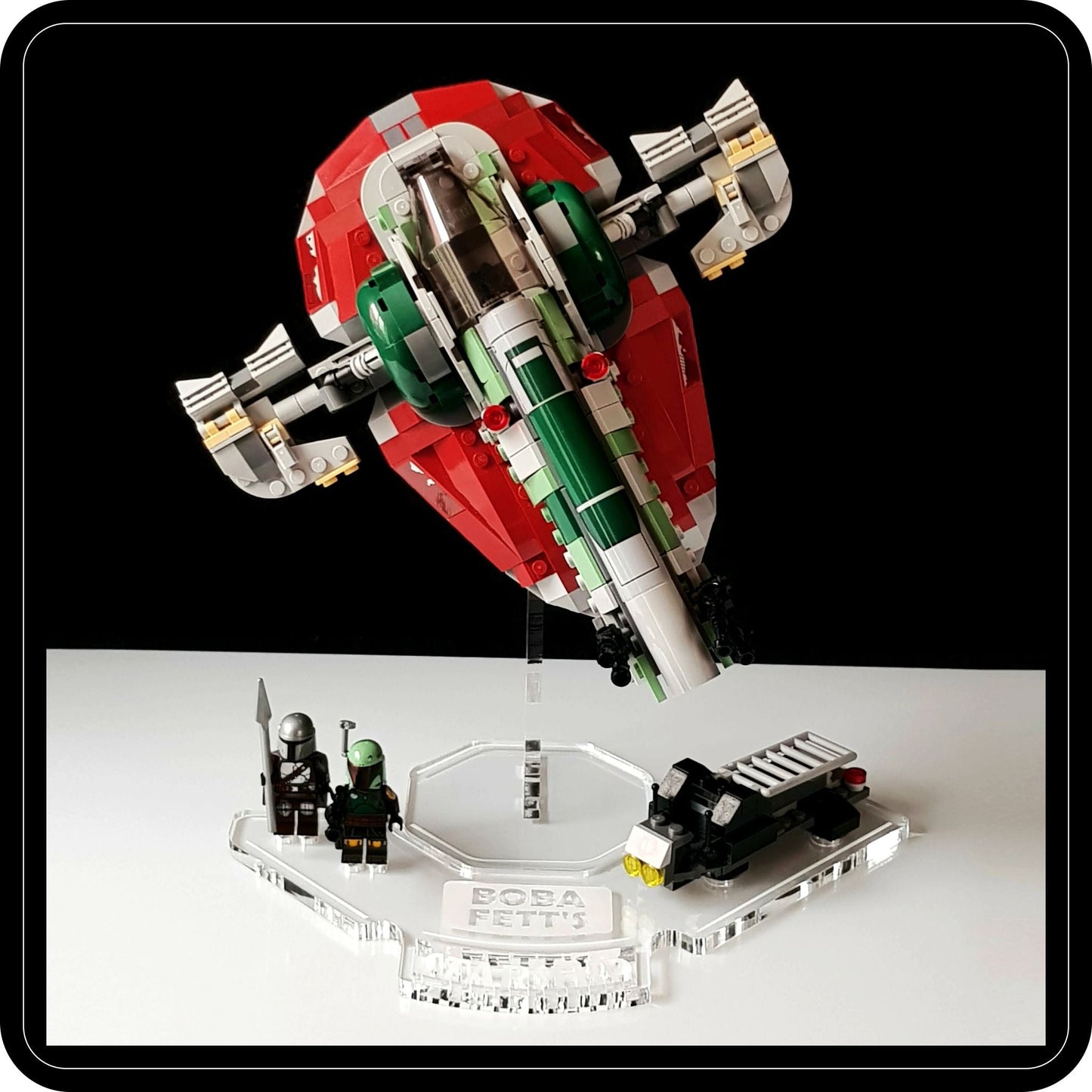 Display stand angled for Lego 75312 Boba Fett's Starship + Minifigures plate (A1066)-9