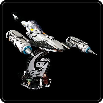 Display stand 3D-ENGV angled for Lego 75325 Mando's N-1 Starfighter +minifigures slots (A1068)-2