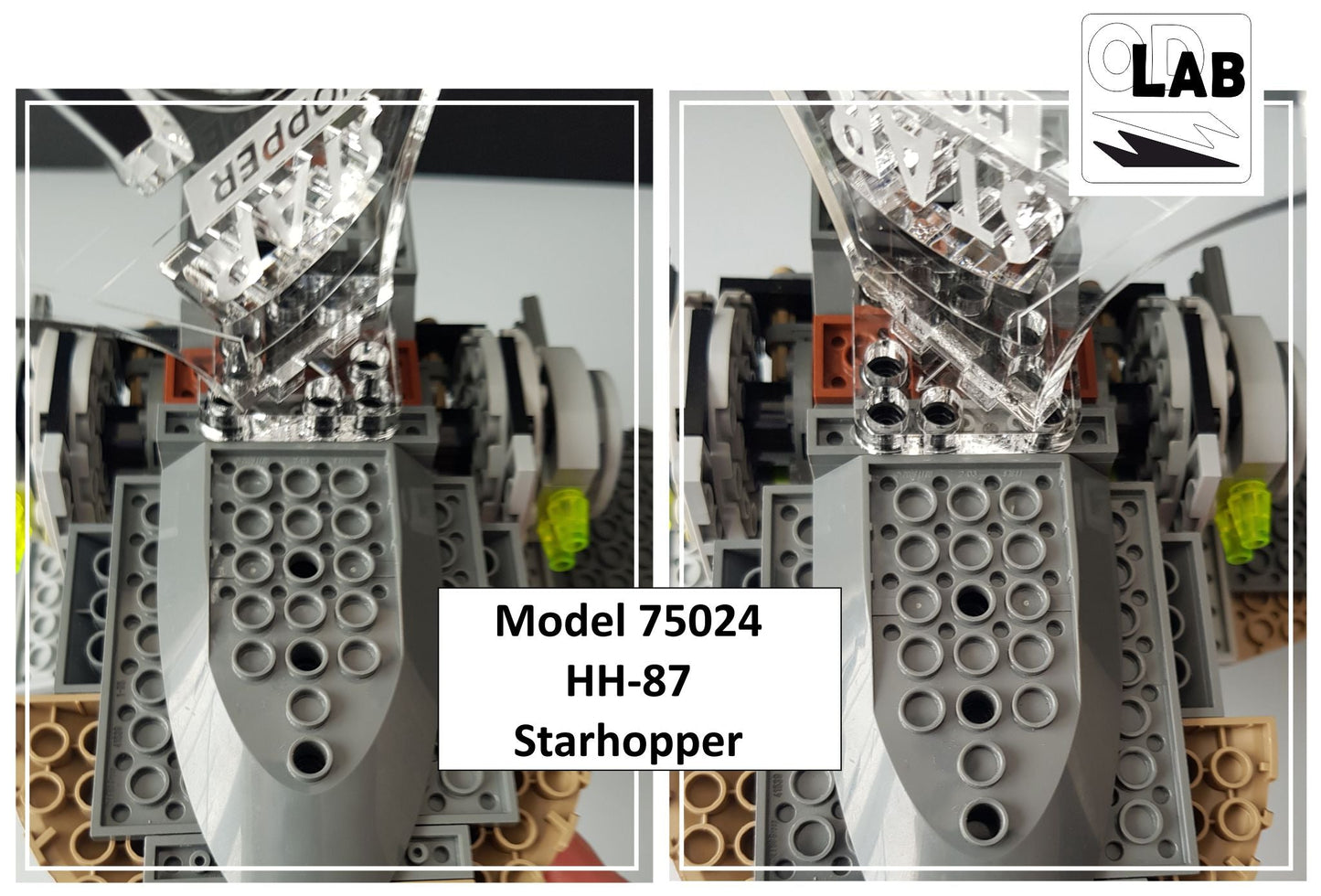 Display stand 3D angled for Lego 75024 HH-87 Starhopper + minifigures slots (A1077)-f