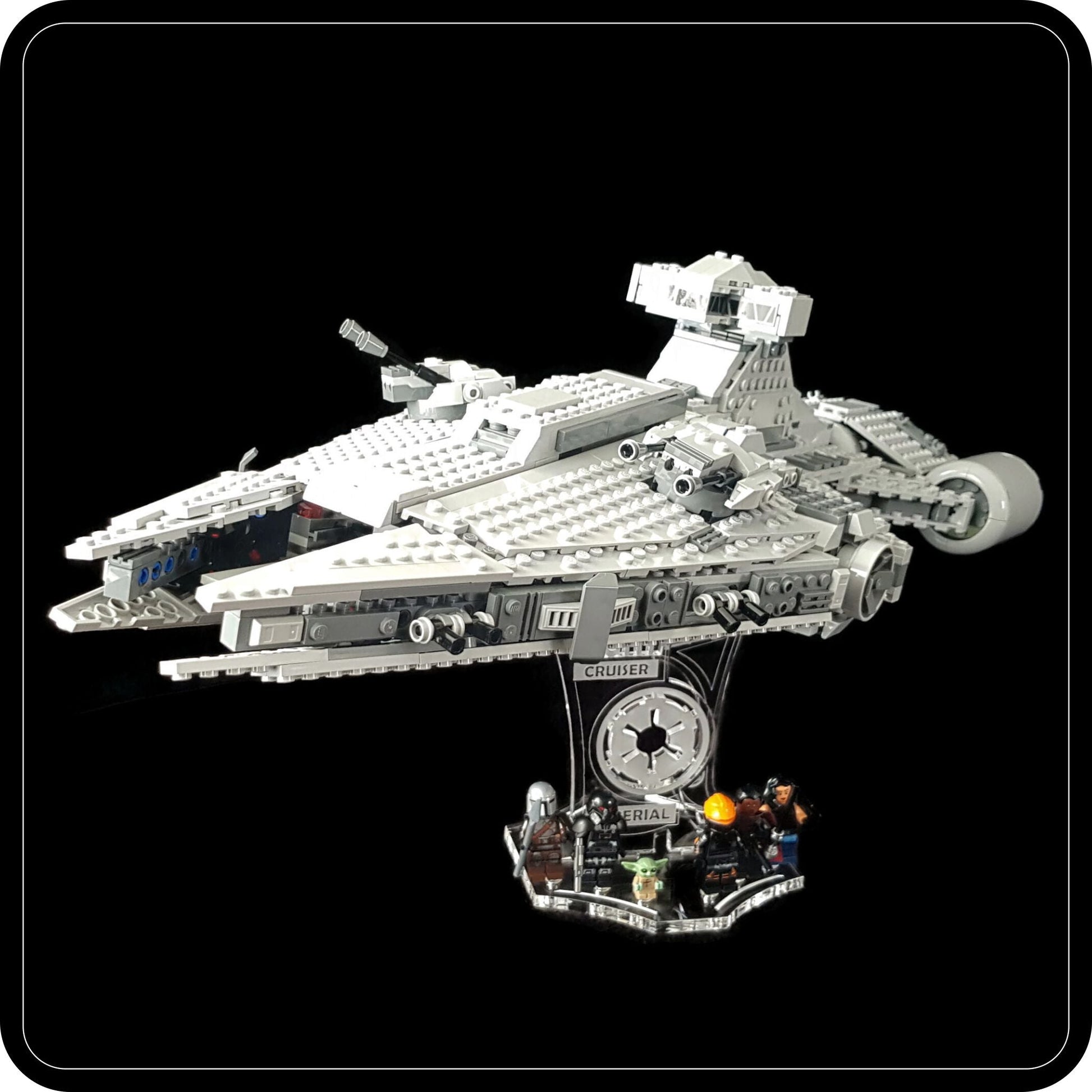 Display stand 3D angled for Lego 75315 - Imperial Light Cruiser + minifigures slots (A1078)-2